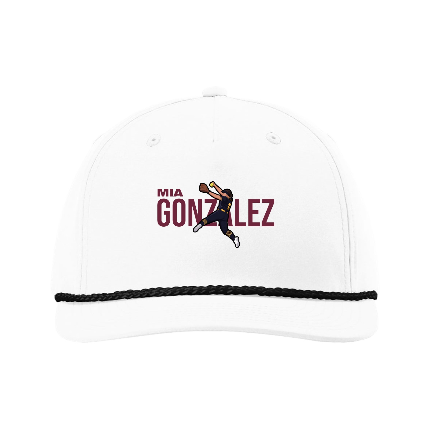 Five-Panel Classic Rope Cap — Player Name in White