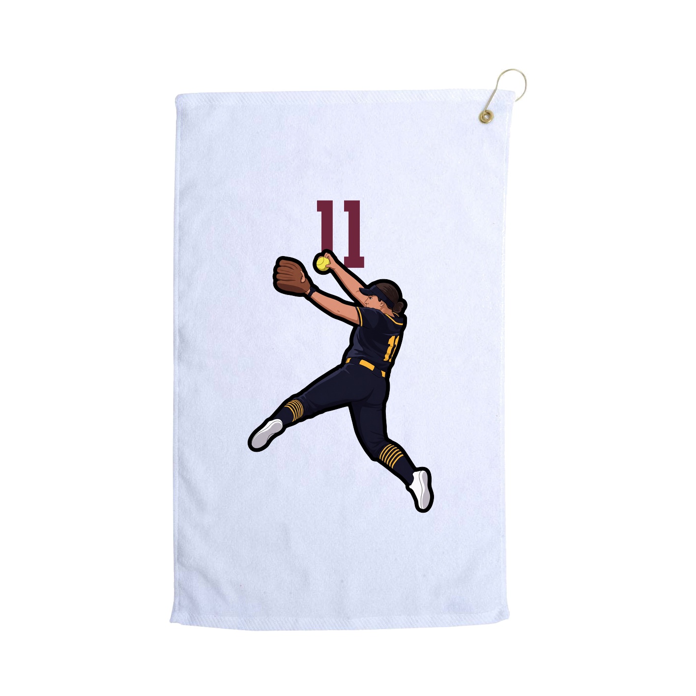 Golf Towel — Number Top in White