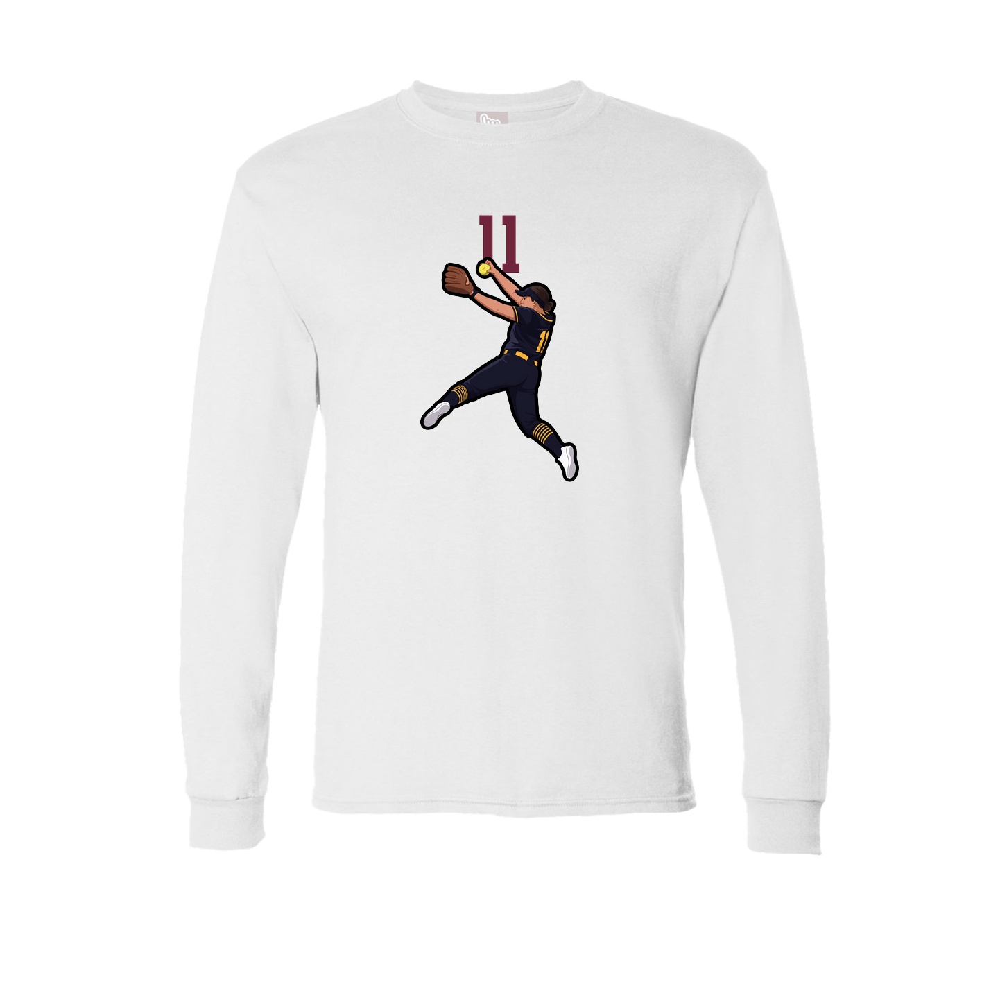 Long Sleeve Tee — Number Top in White