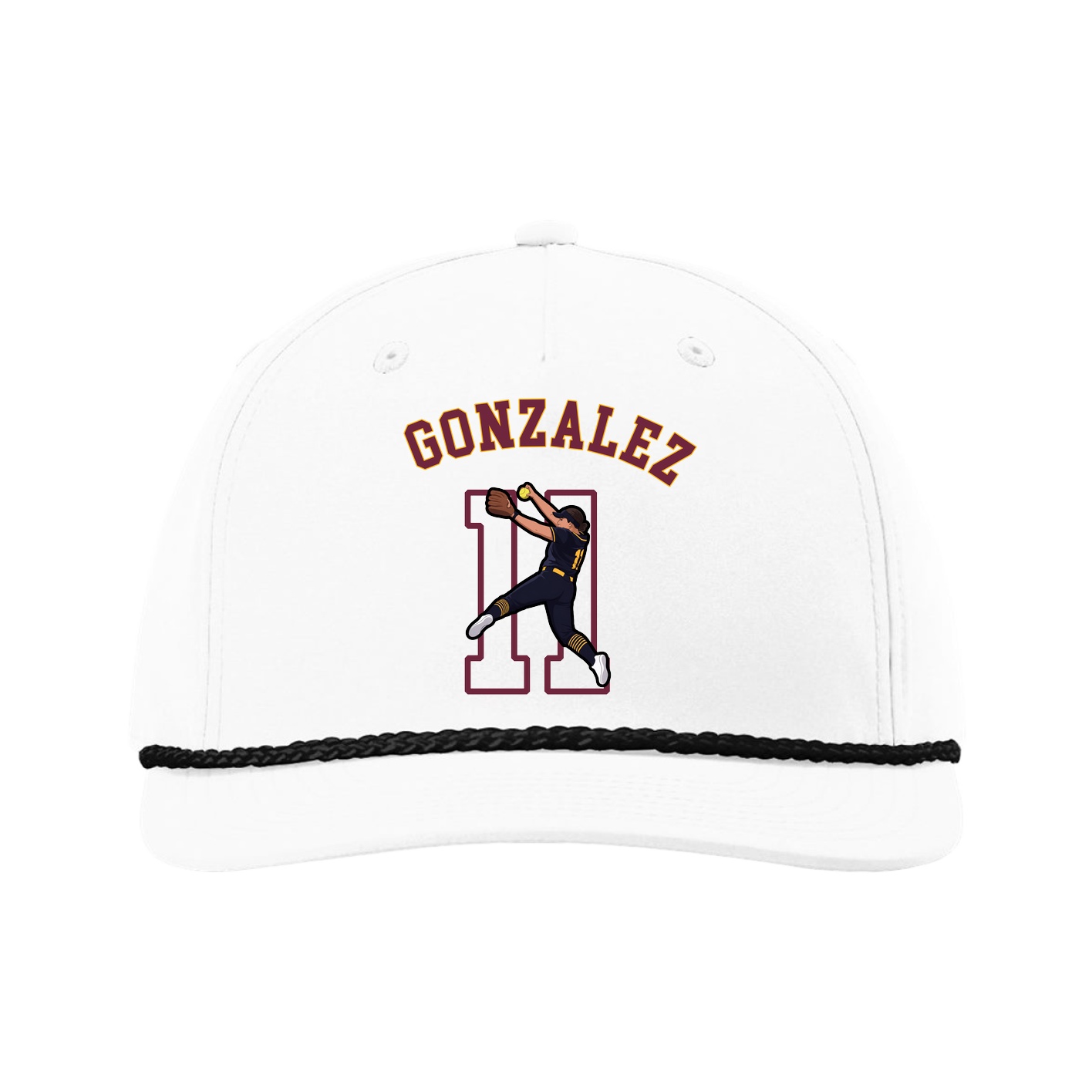 Five-Panel Classic Rope Cap — Shirsey Arch in White