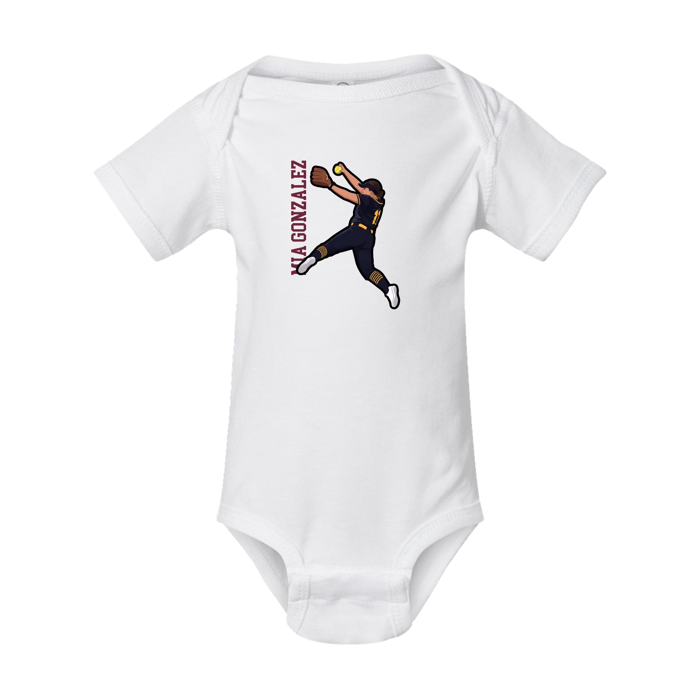 Baby Onesie — Name Vertical in White
