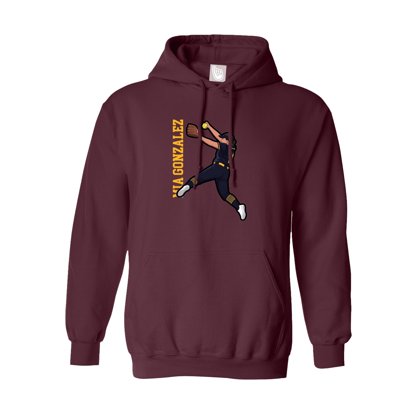 Hoodie — Name Vertical in Maroon