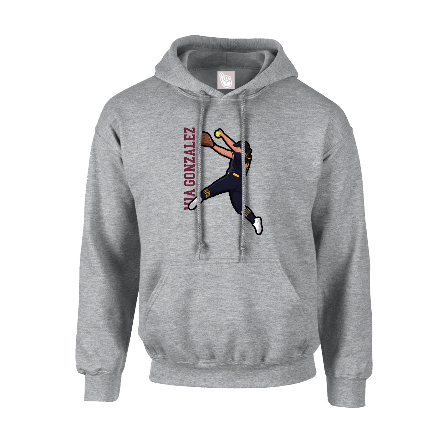 Youth Hoodie — Name Vertical in Grey