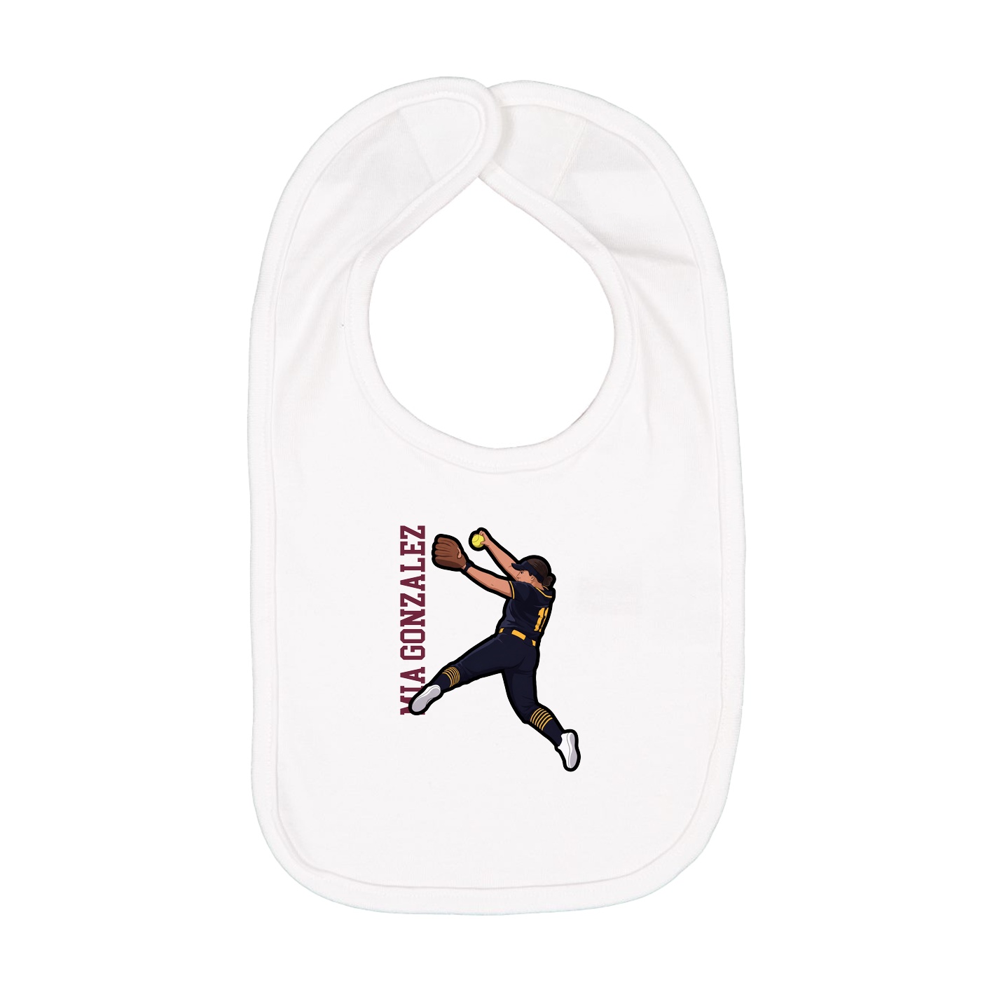 Infant Bib — Name Vertical in White