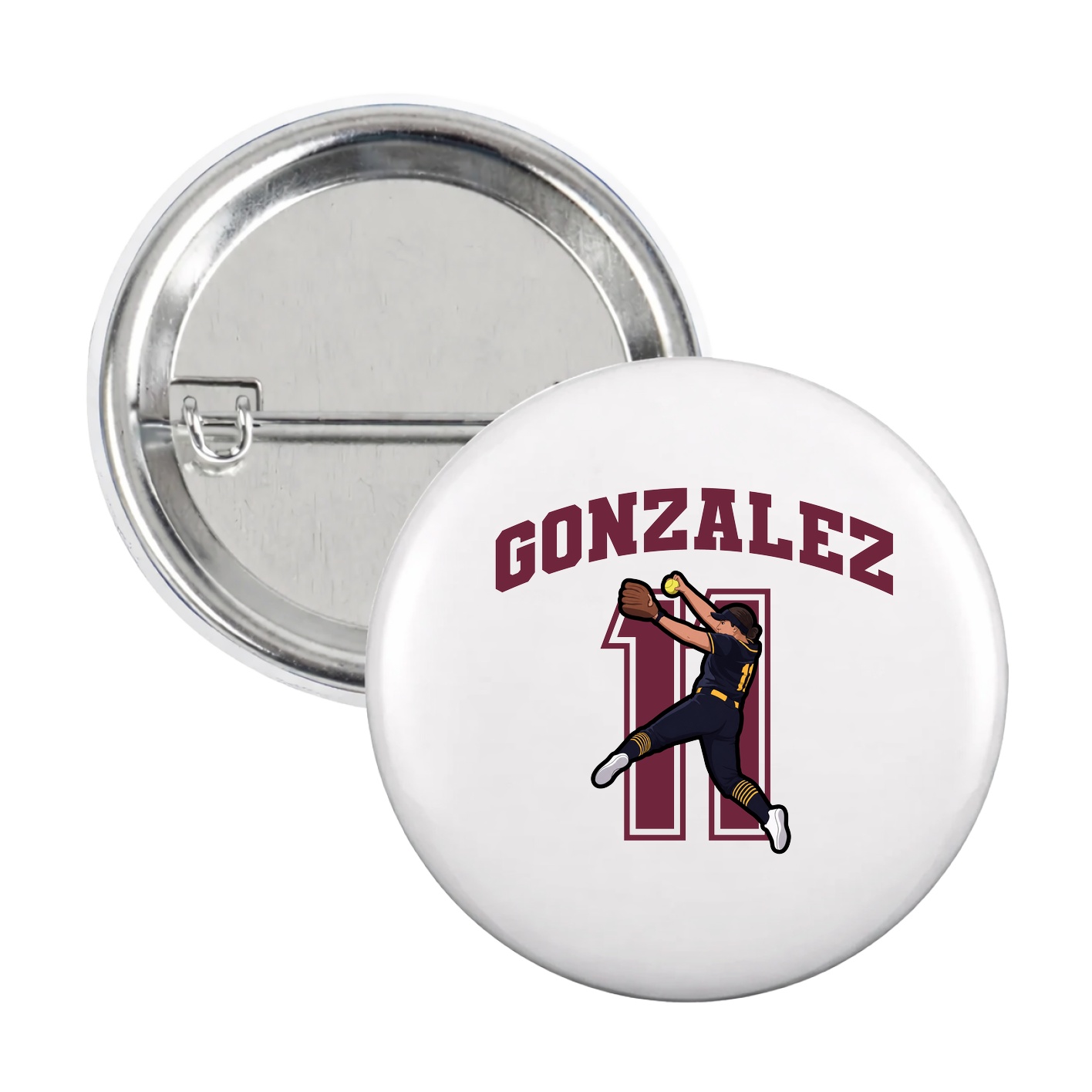 Game Day Button — Number in White