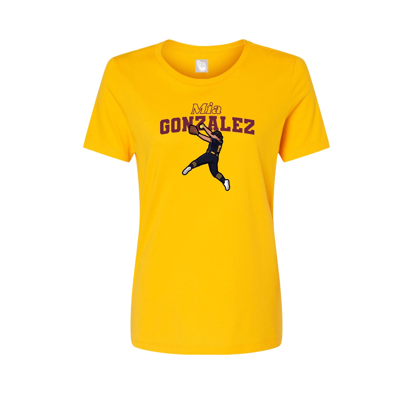 Fitted Women's Tee — Name Arch in Gold