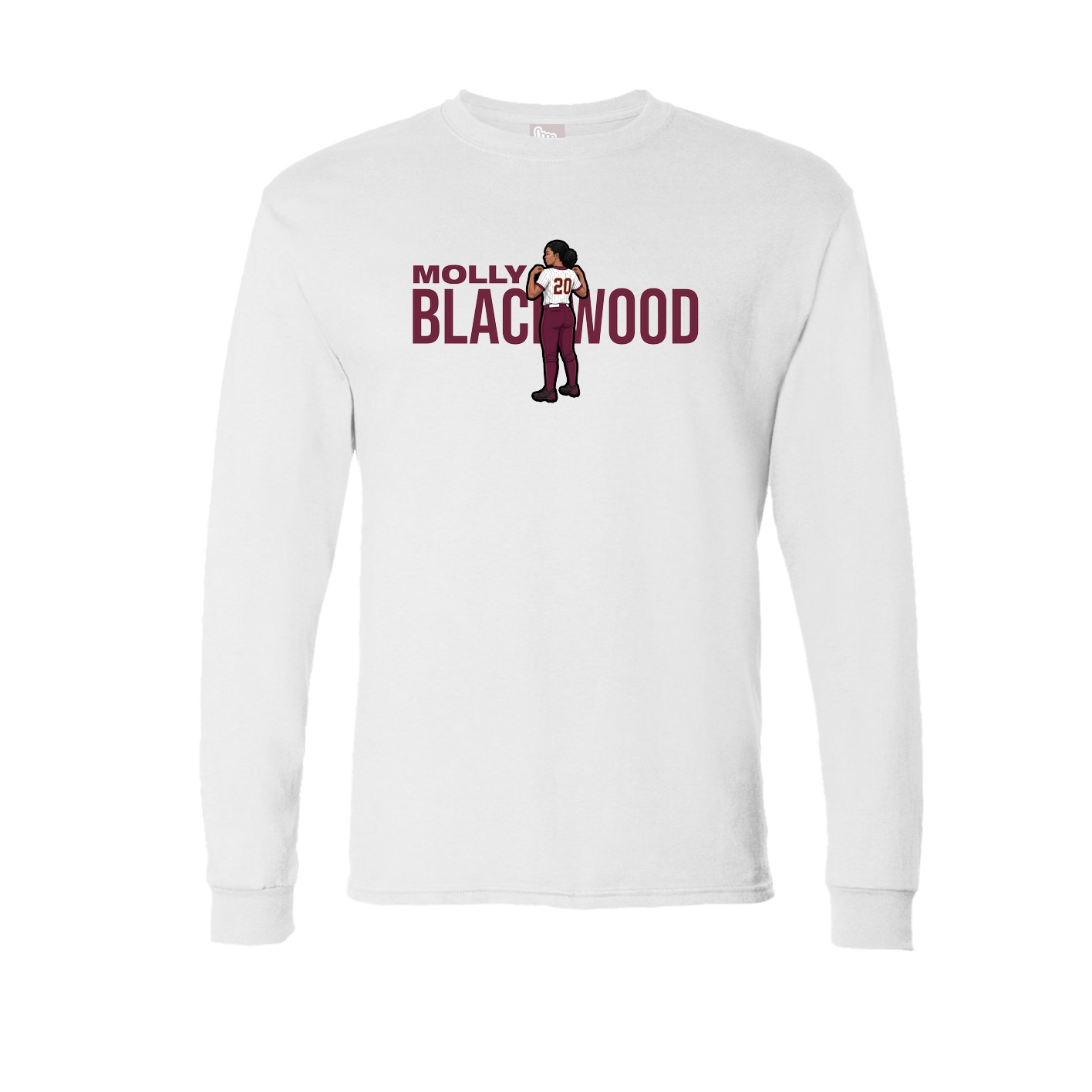 Long Sleeve Tee — Player Name in White