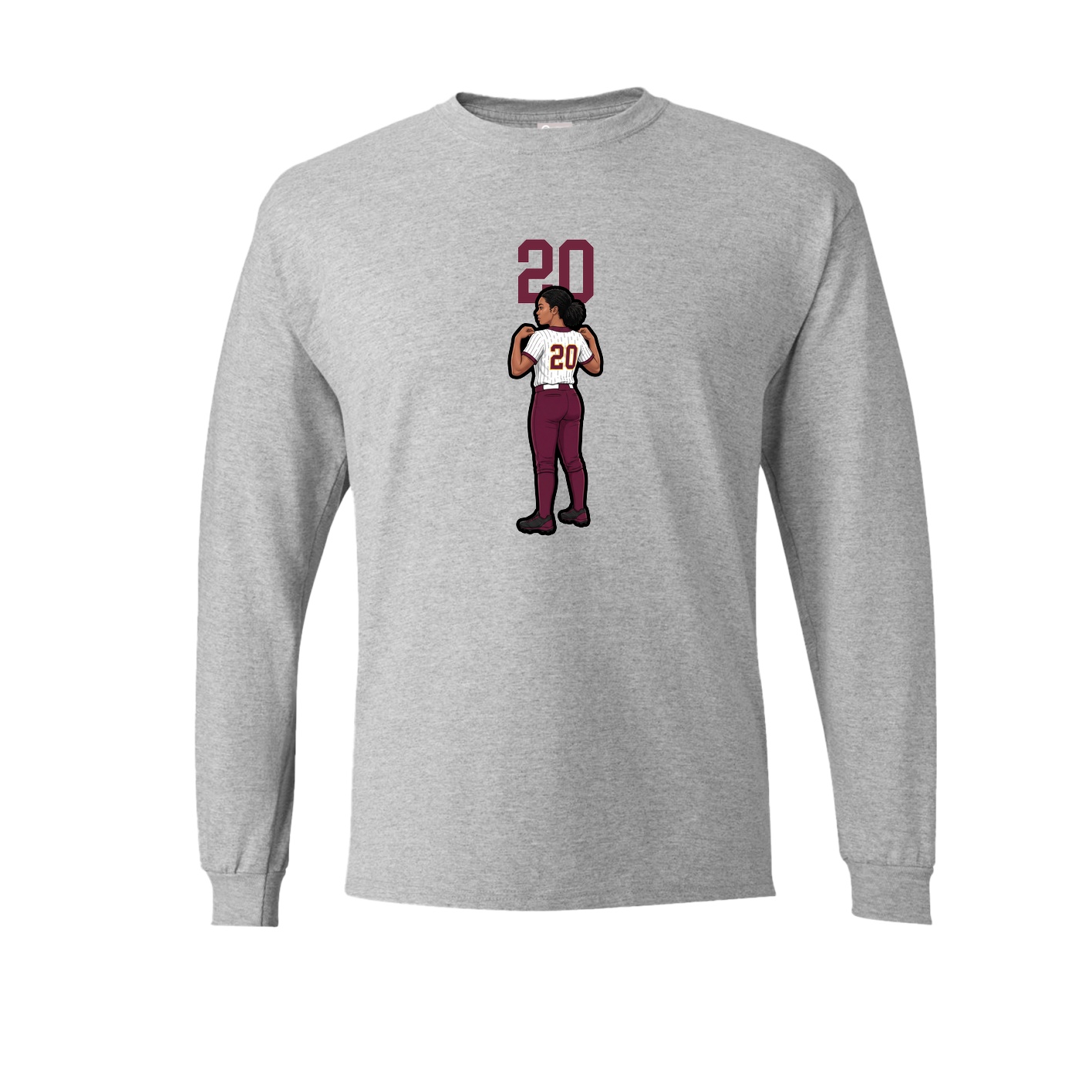 Long Sleeve Tee — Number Top in Grey