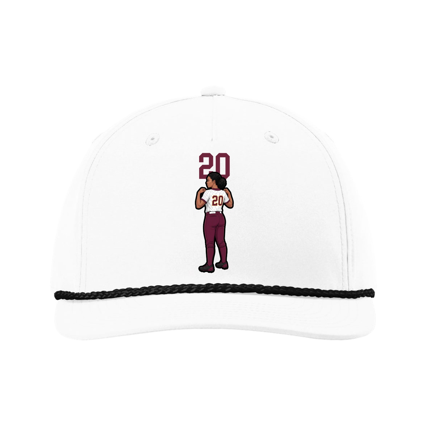 Five-Panel Classic Rope Cap — Number Top in White