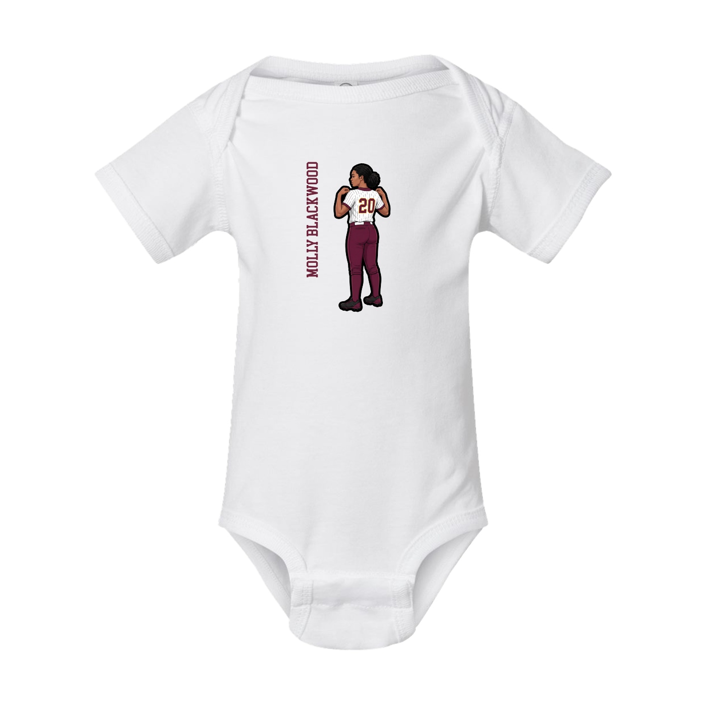 Baby Onesie — Name Vertical in White