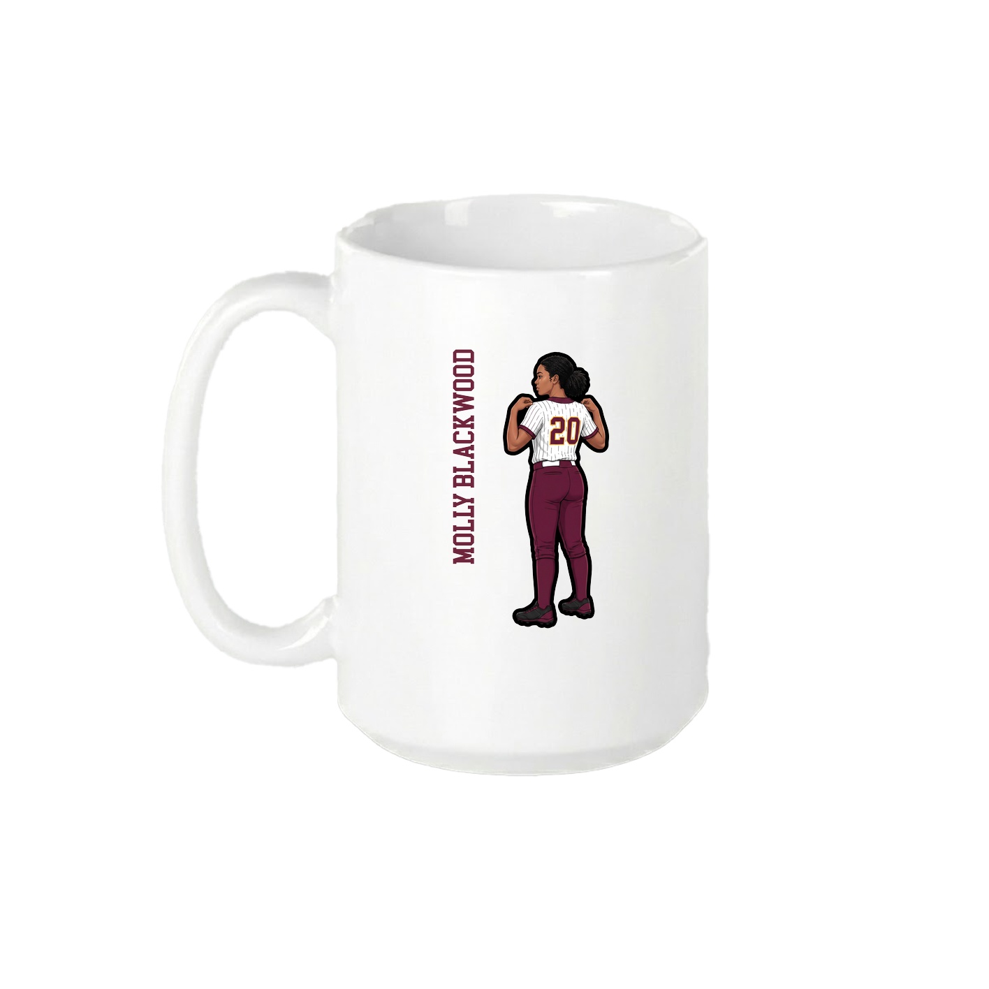 15oz Coffee Mug — Name Vertical in White