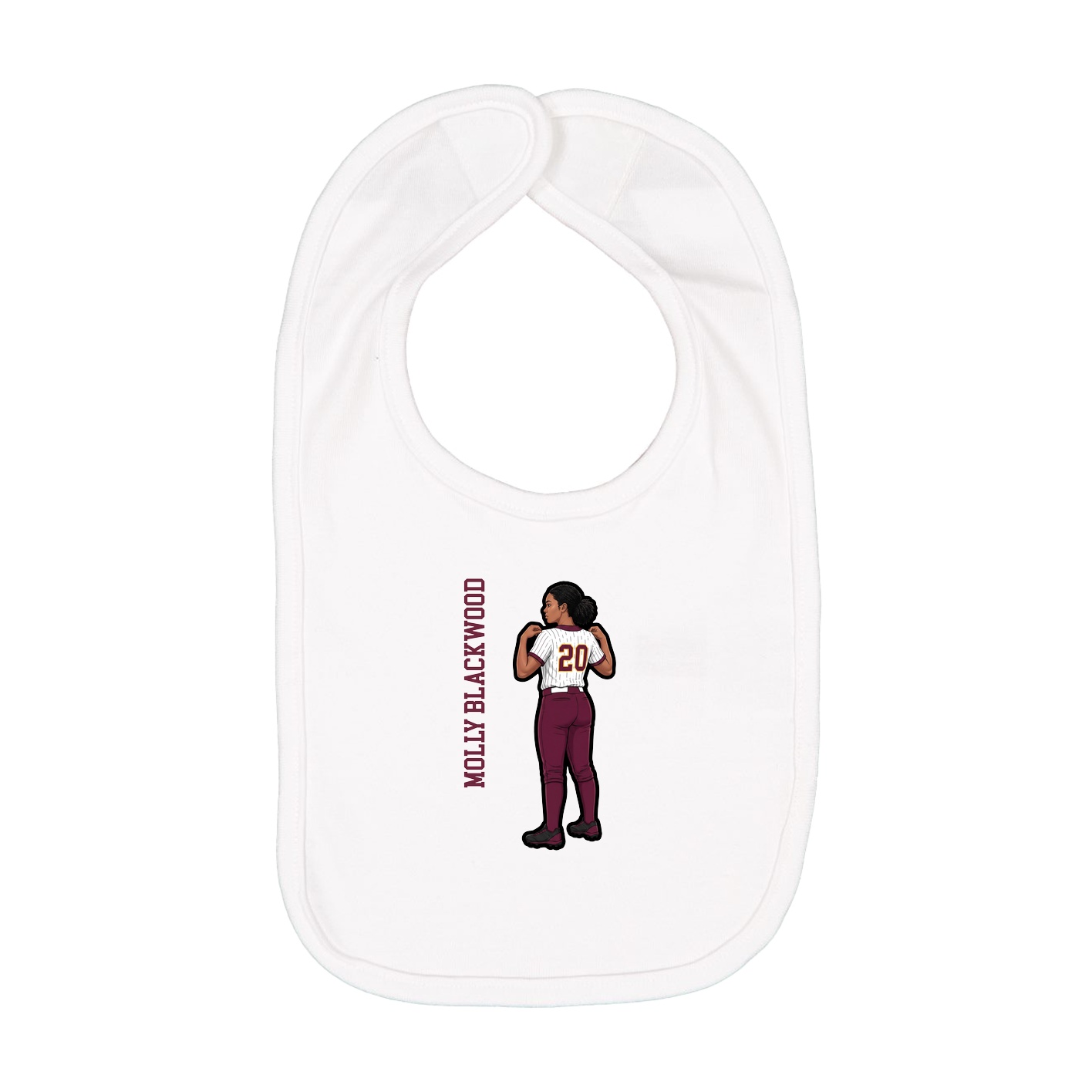 Infant Bib — Name Vertical in White