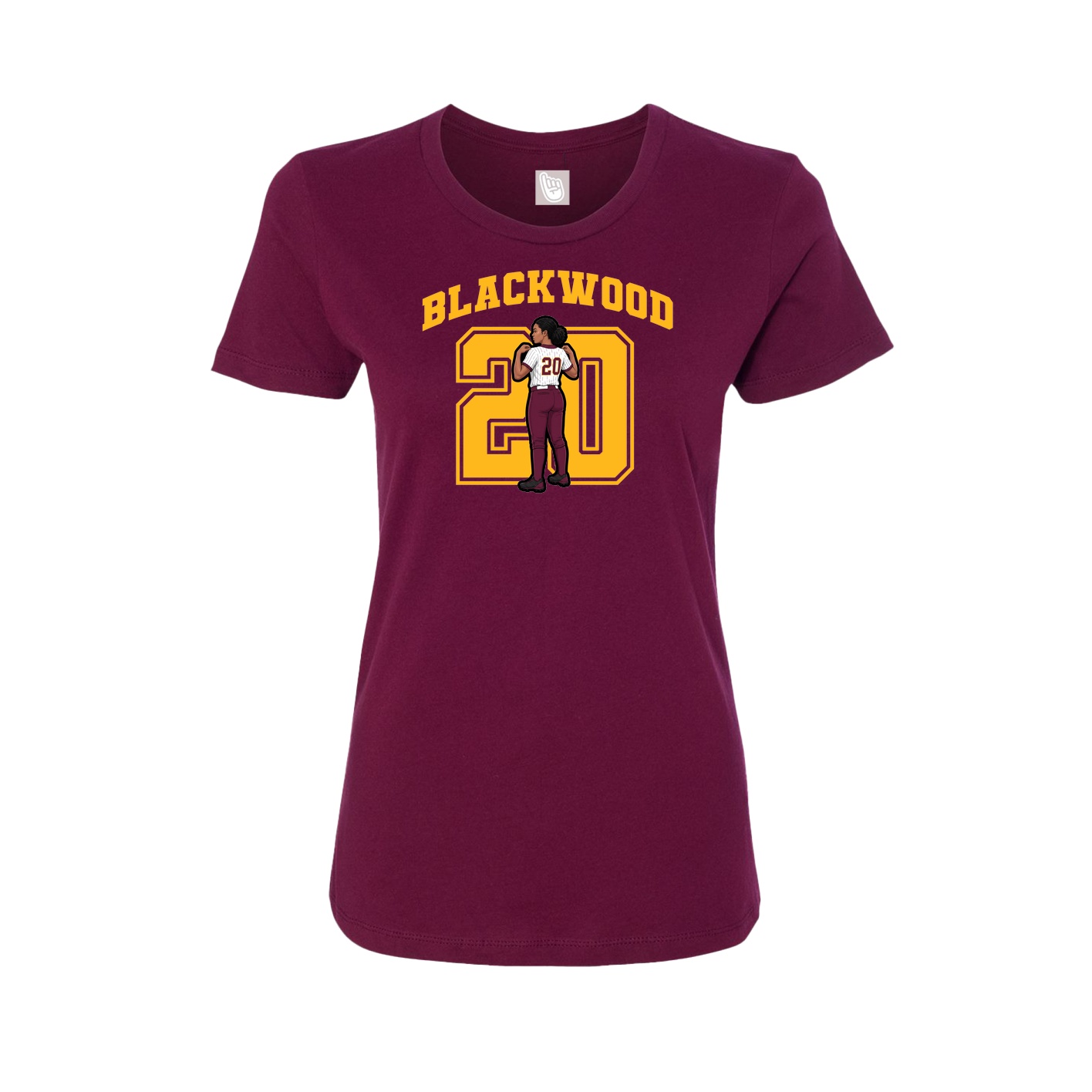 Fitted Women's Tee — Number in Maroon
