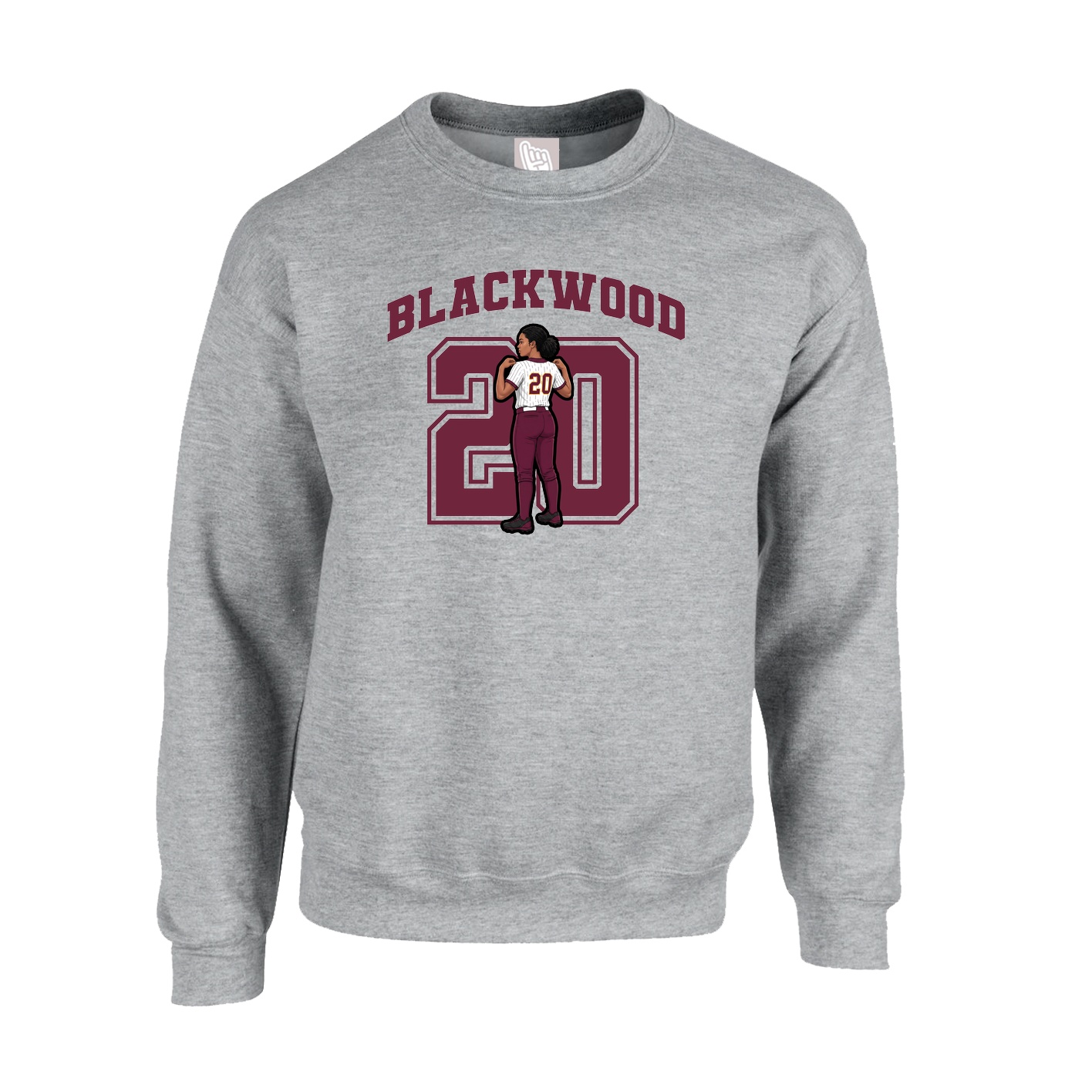 Fleece Crew — Number in Grey