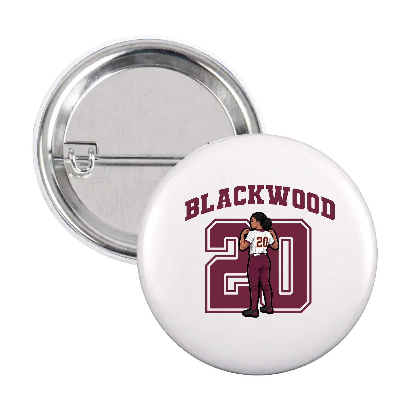 Game Day Button — Number in White