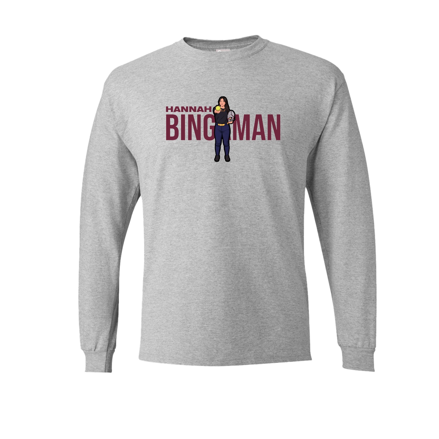 Long Sleeve Tee — Player Name in Grey