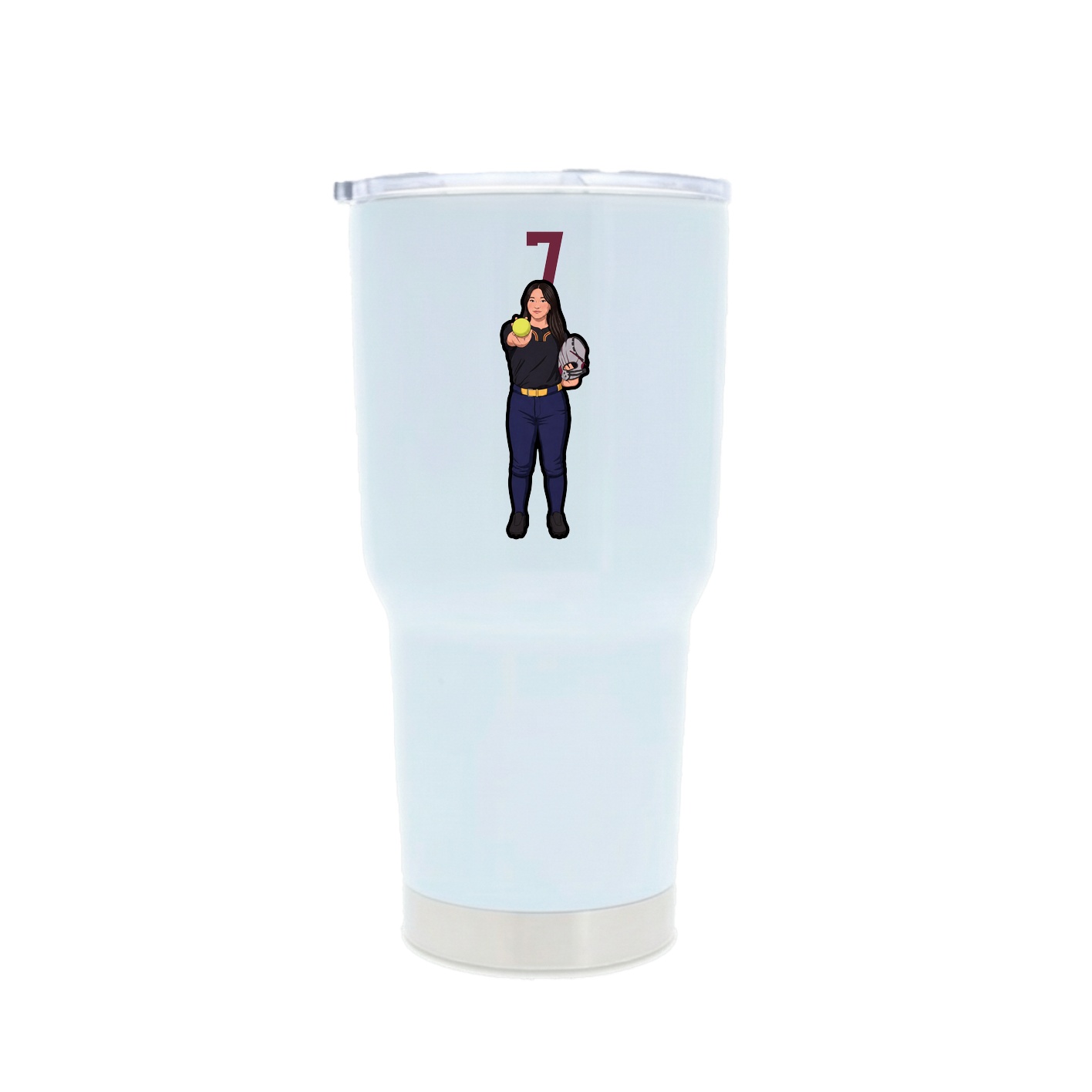 30oz Stainless Steel Tumbler — Number Top in White