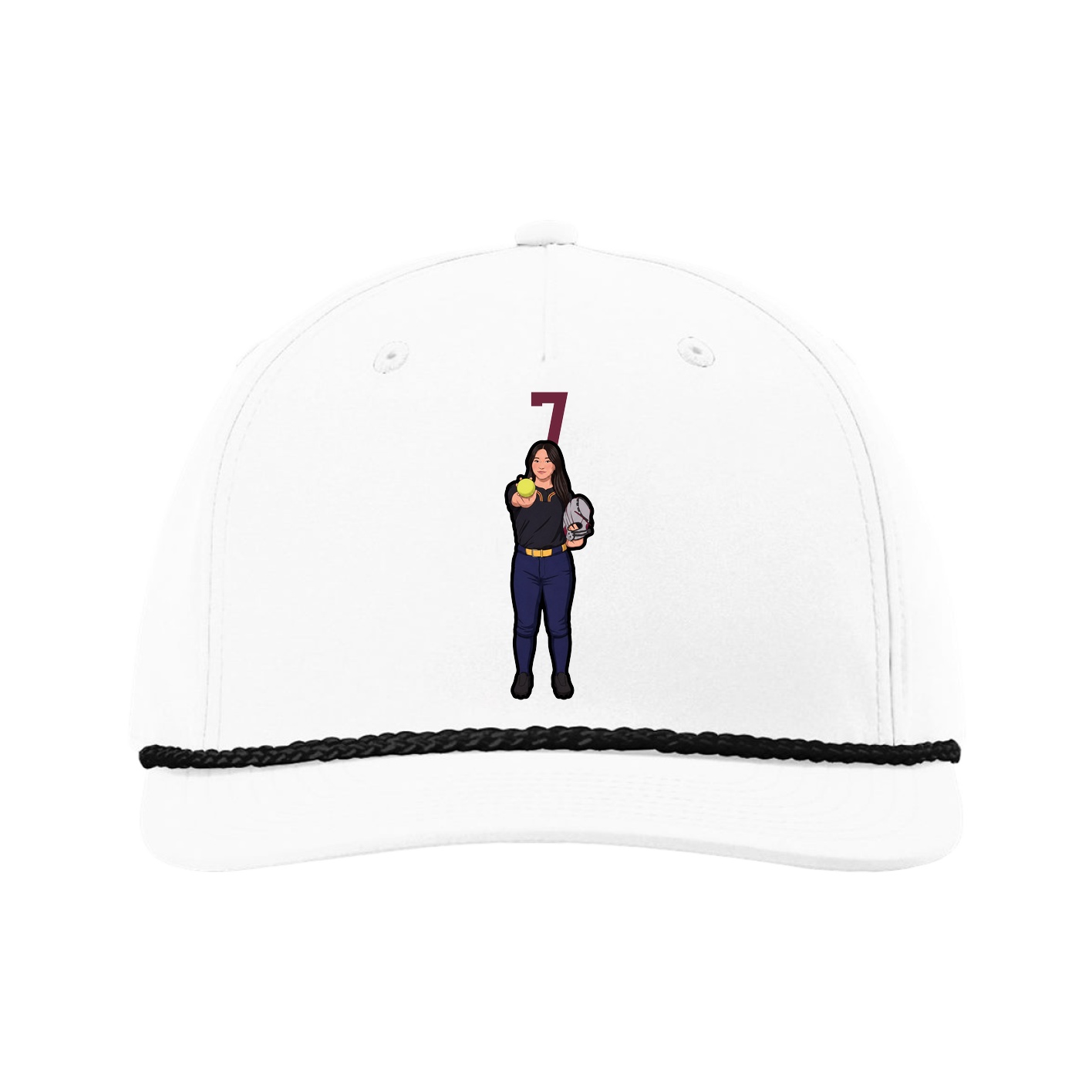 Five-Panel Classic Rope Cap — Number Top in White