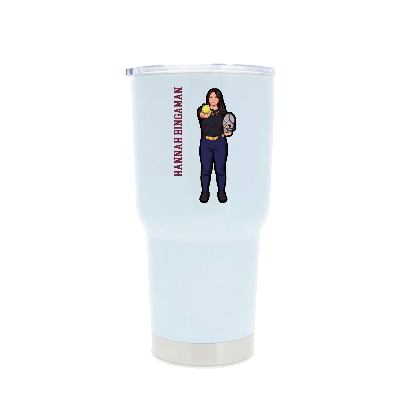 30oz Stainless Steel Tumbler — Name Vertical in White