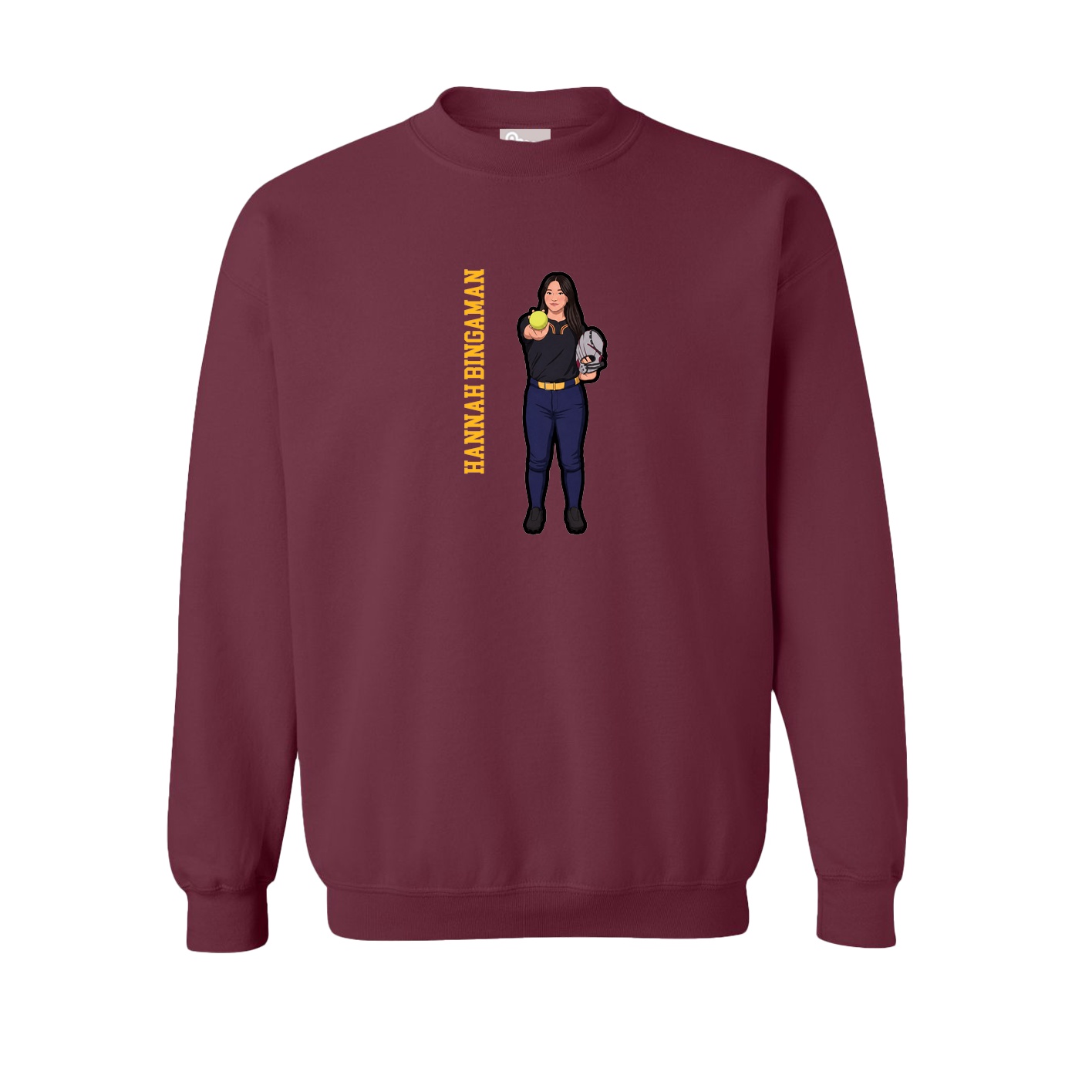 Fleece Crew — Name Vertical in Maroon