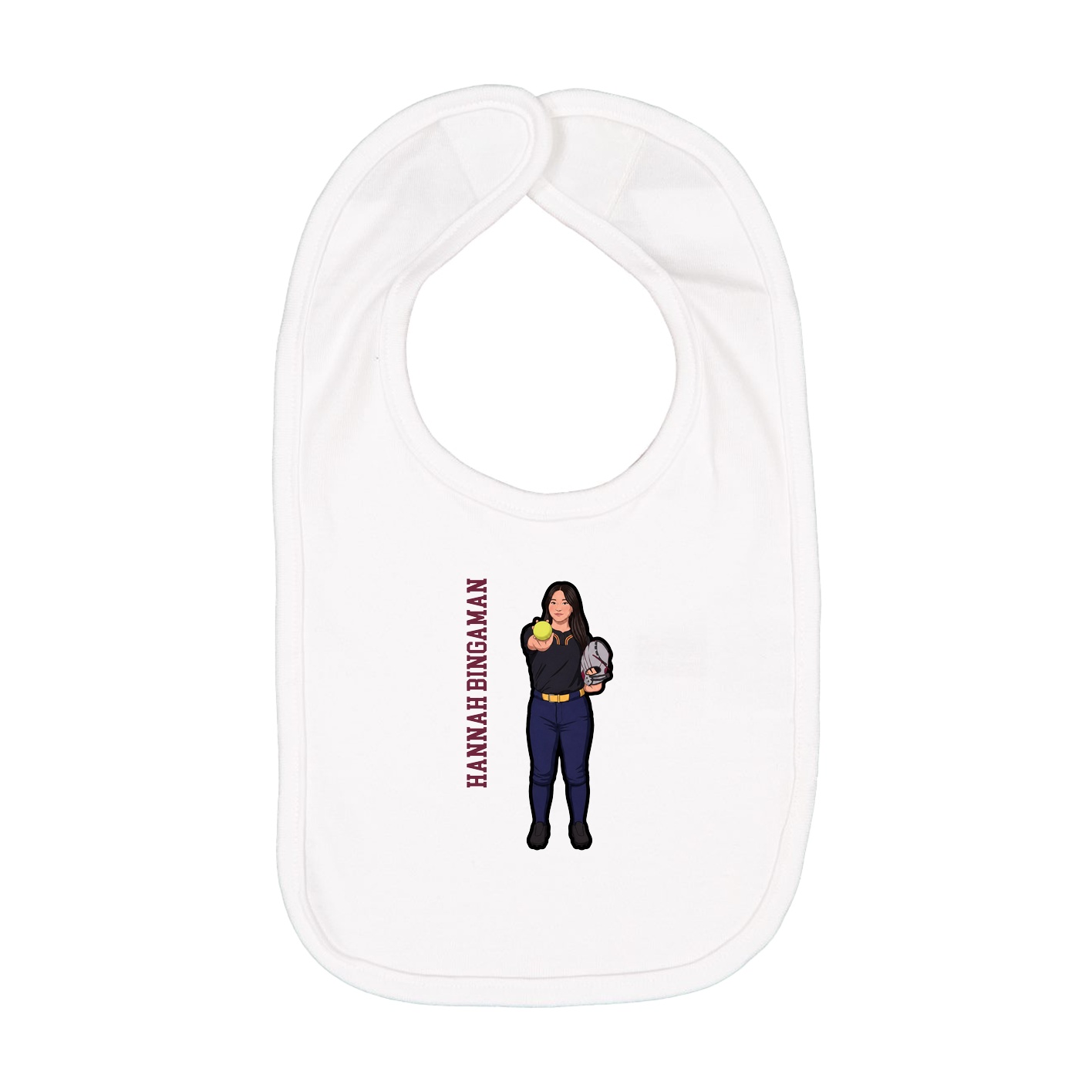 Infant Bib — Name Vertical in White