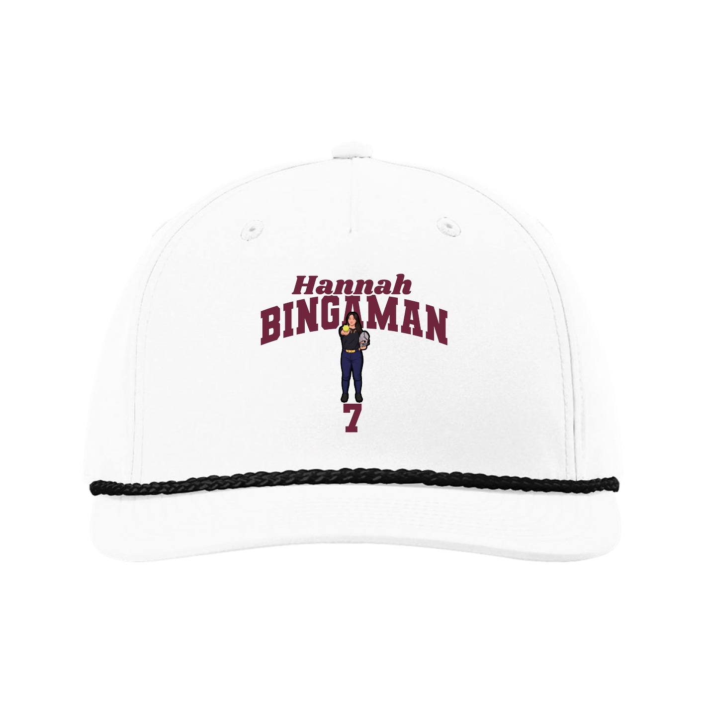 Five-Panel Classic Rope Cap — Signature Arch in White