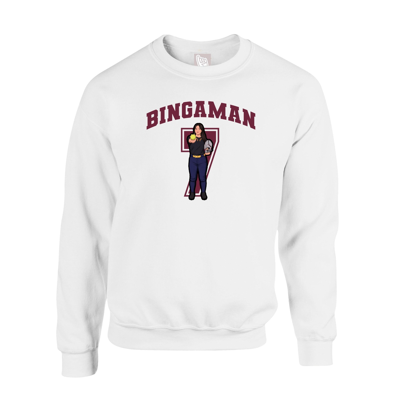 Fleece Crew — Number in White