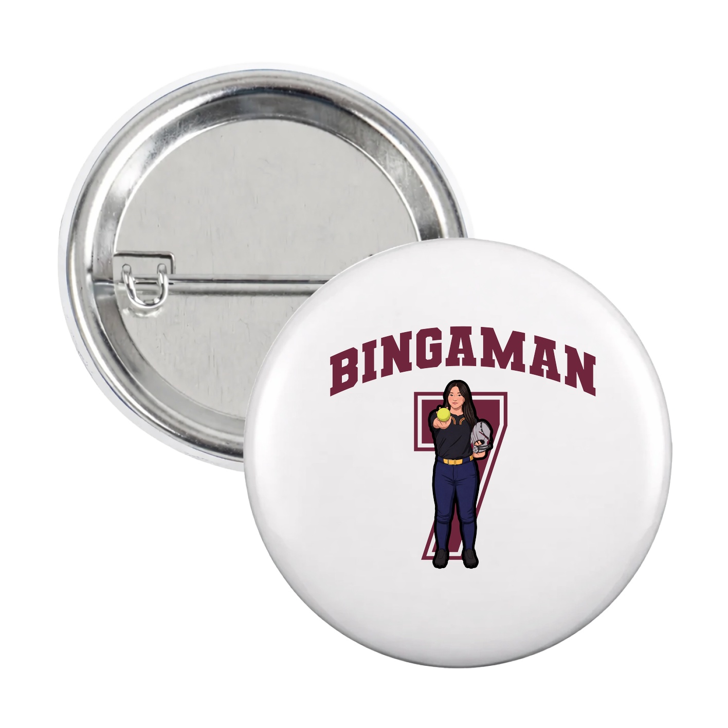 Game Day Button — Number in White