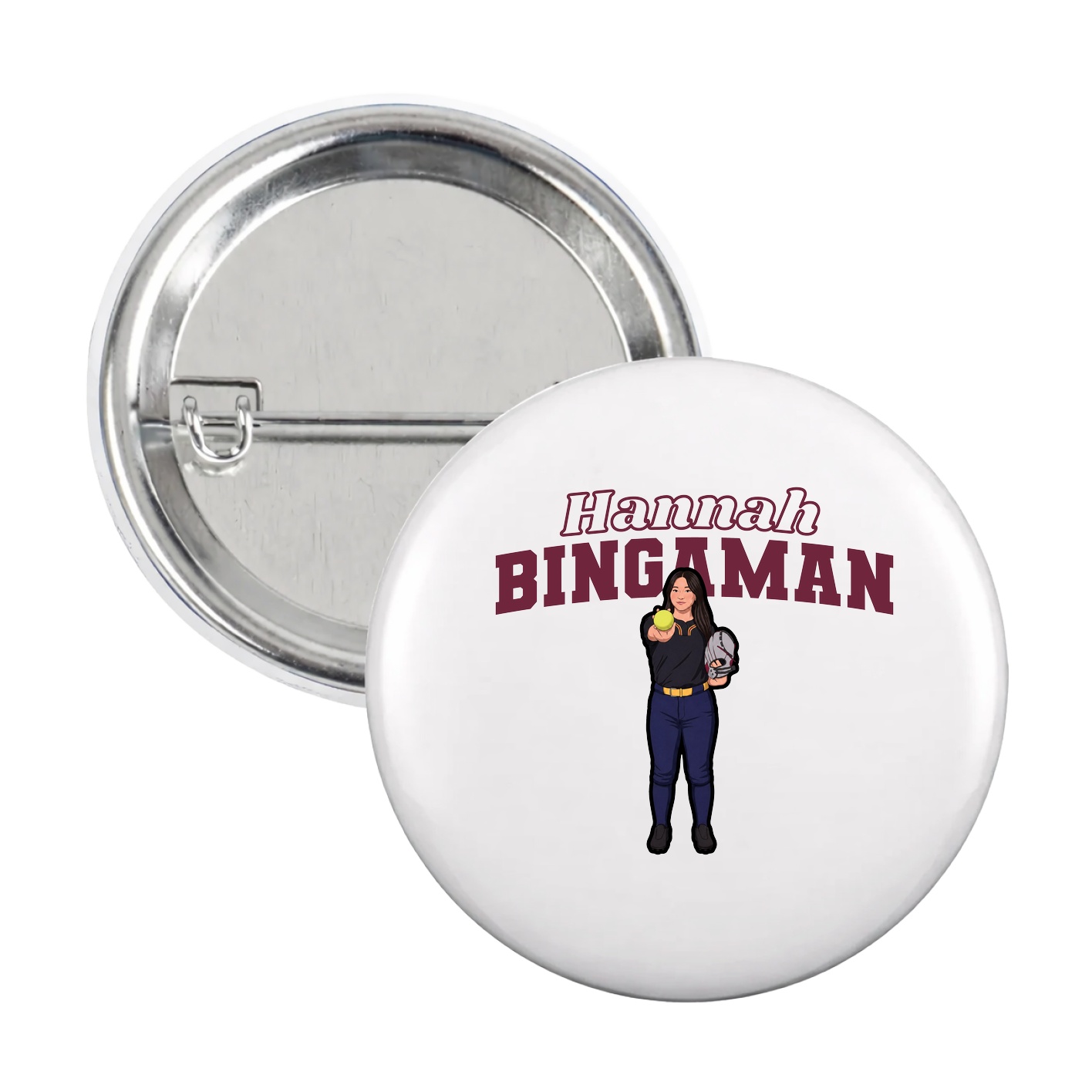 Game Day Button — Name Arch in White