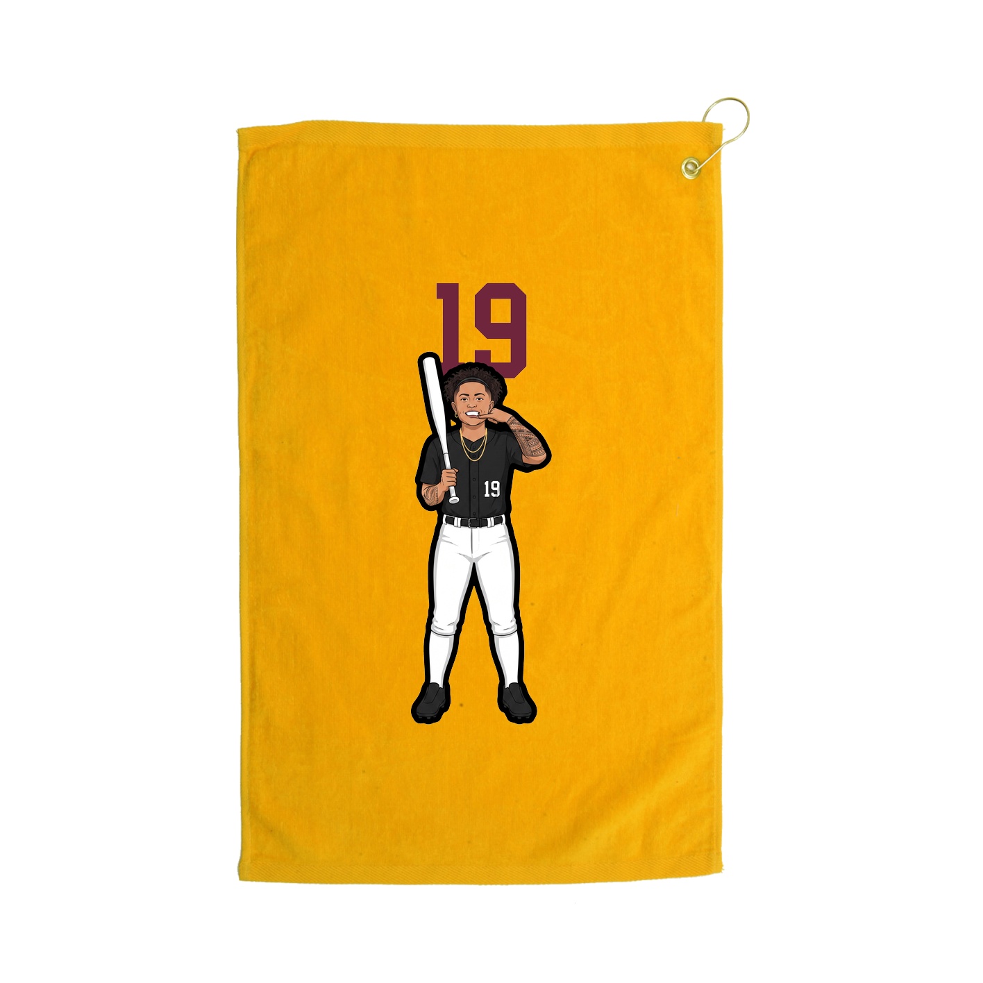 Golf Towel — Number Top in Gold