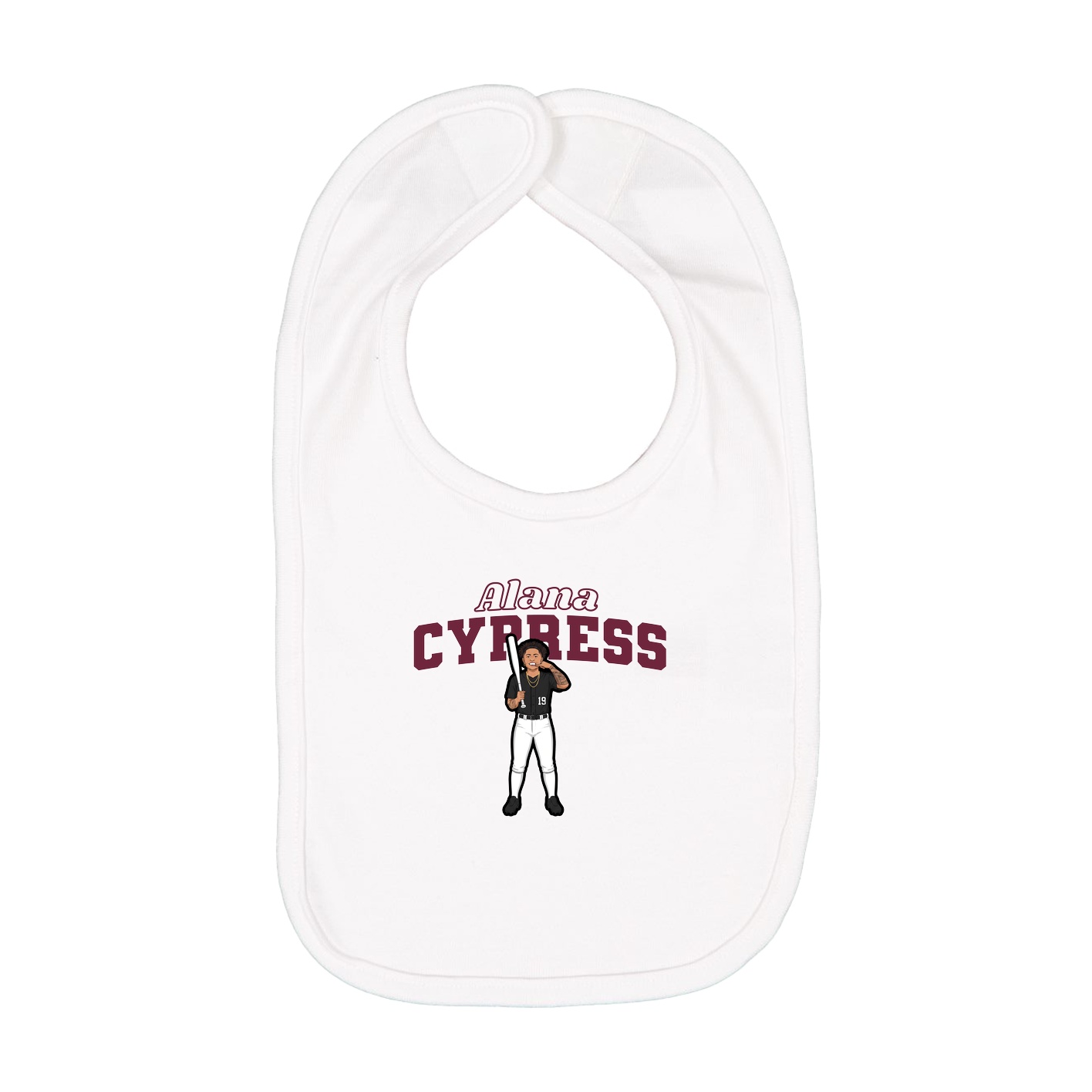 Infant Bib — Name Arch in White