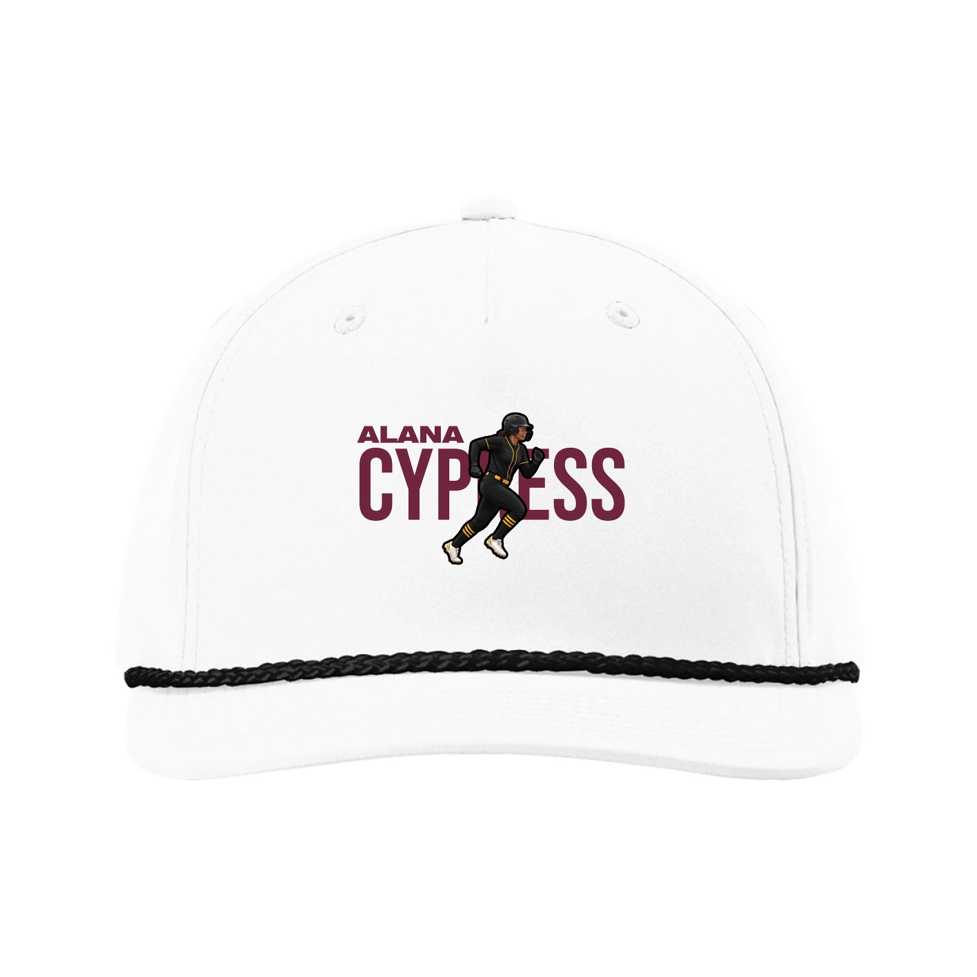 Five-Panel Classic Rope Cap — Player Name in White