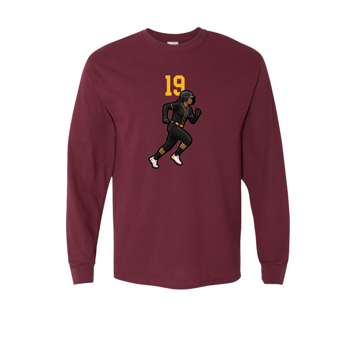 Long Sleeve Tee — Number Top in Maroon