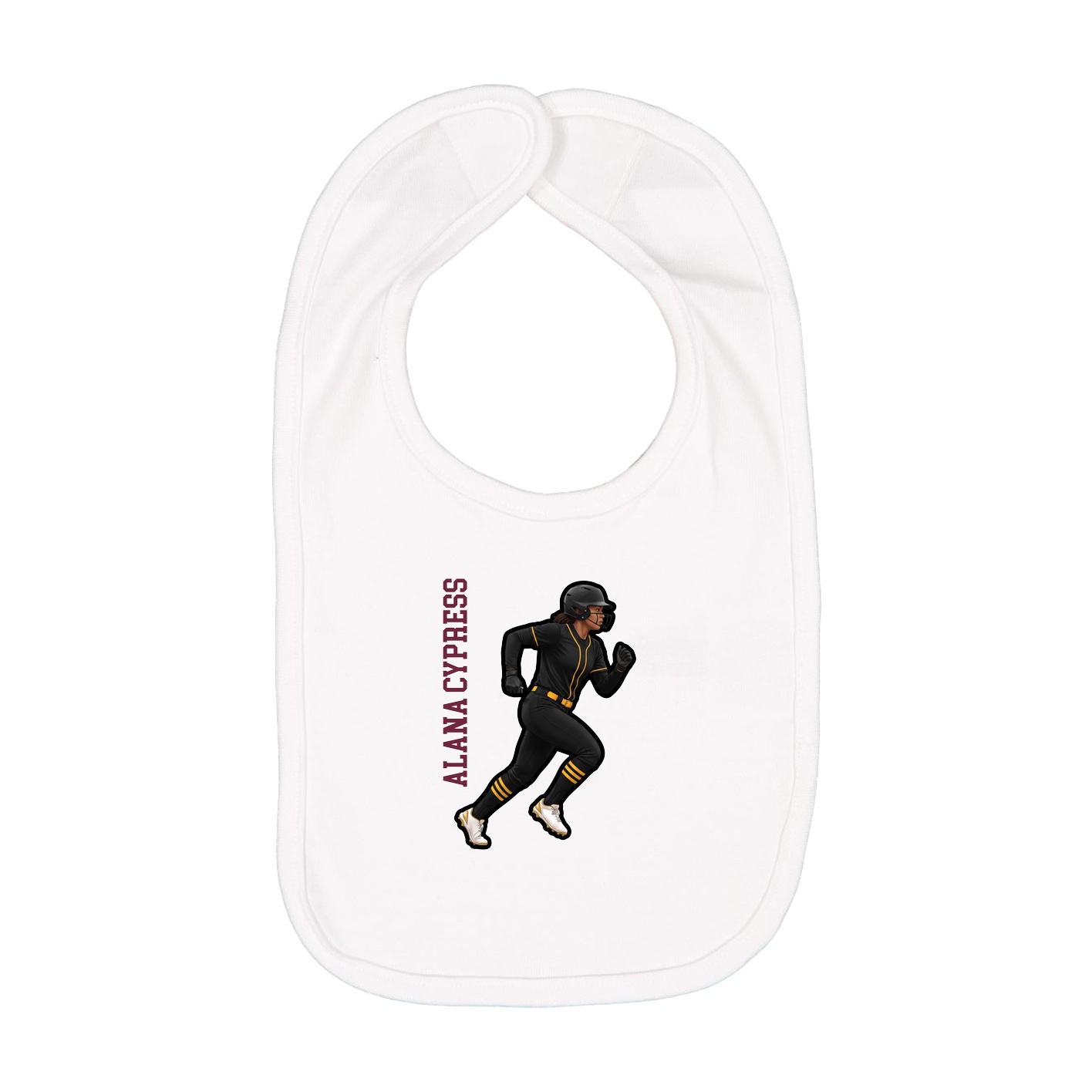 Infant Bib — Name Vertical in White
