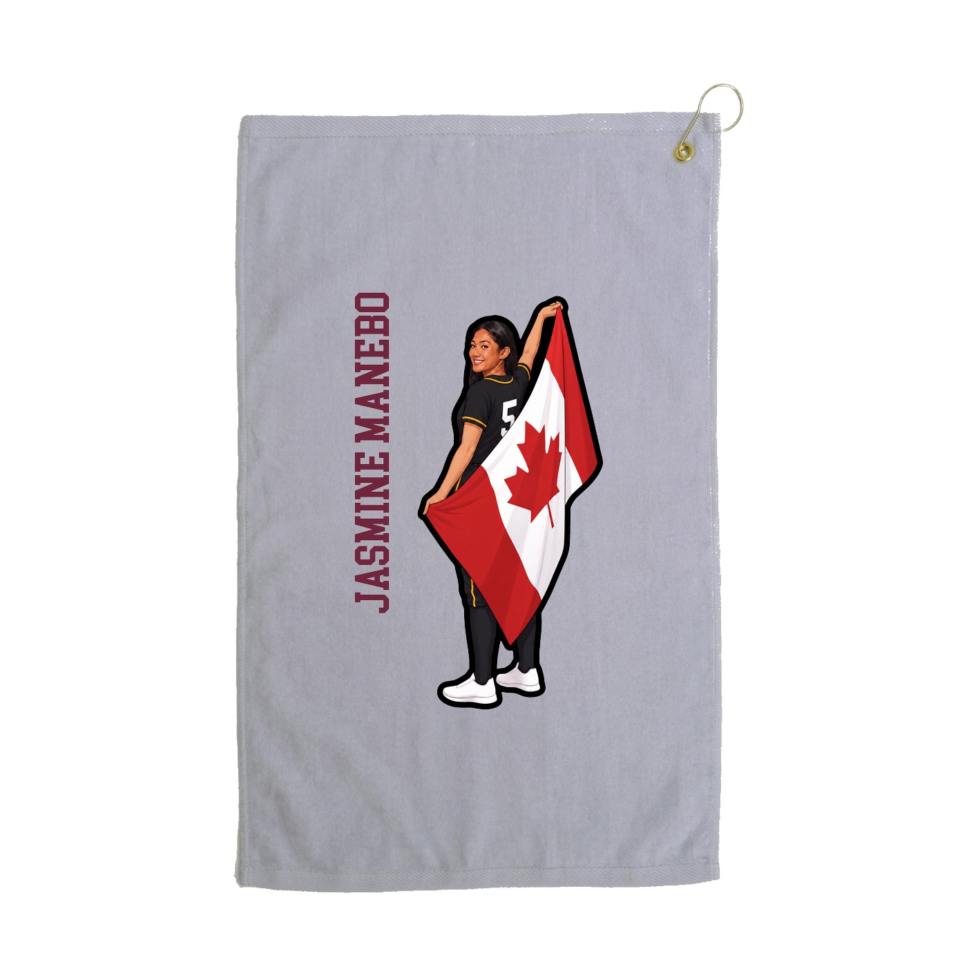 Golf Towel — Name Vertical in Grey