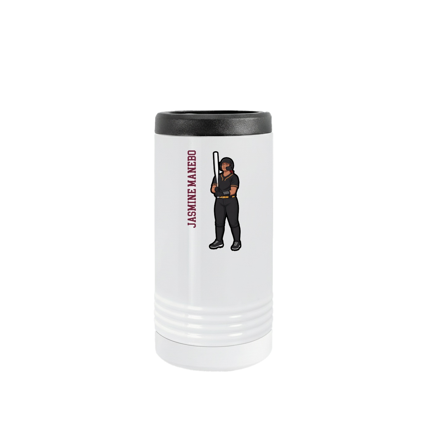 Slim Beverage Holder — Name Vertical in White