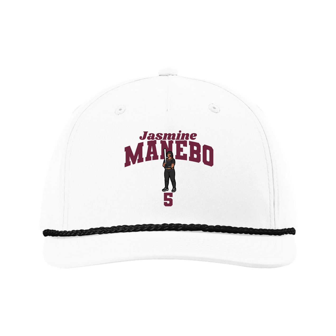Five-Panel Classic Rope Cap — Signature Arch in White