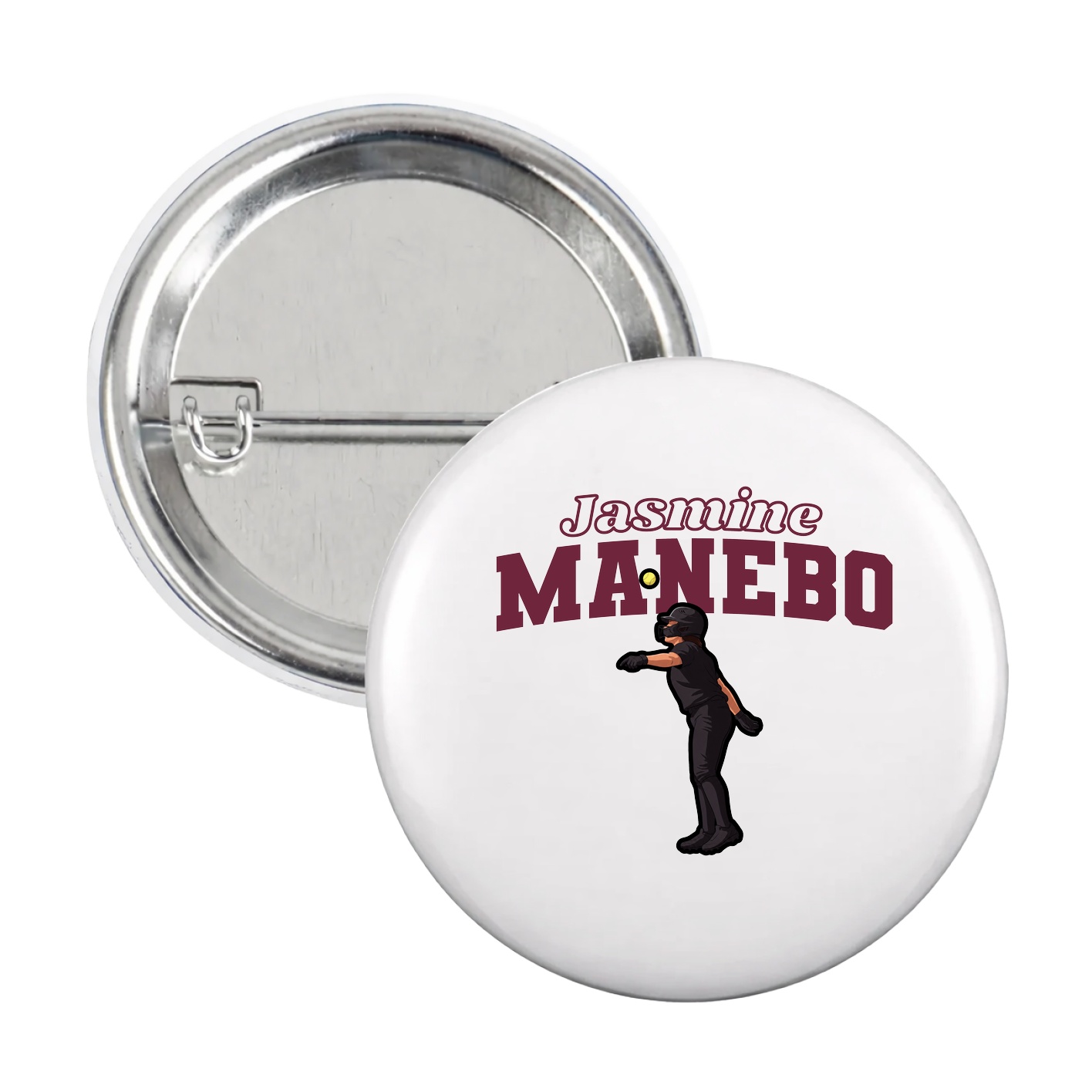 Game Day Button — Name Arch in White