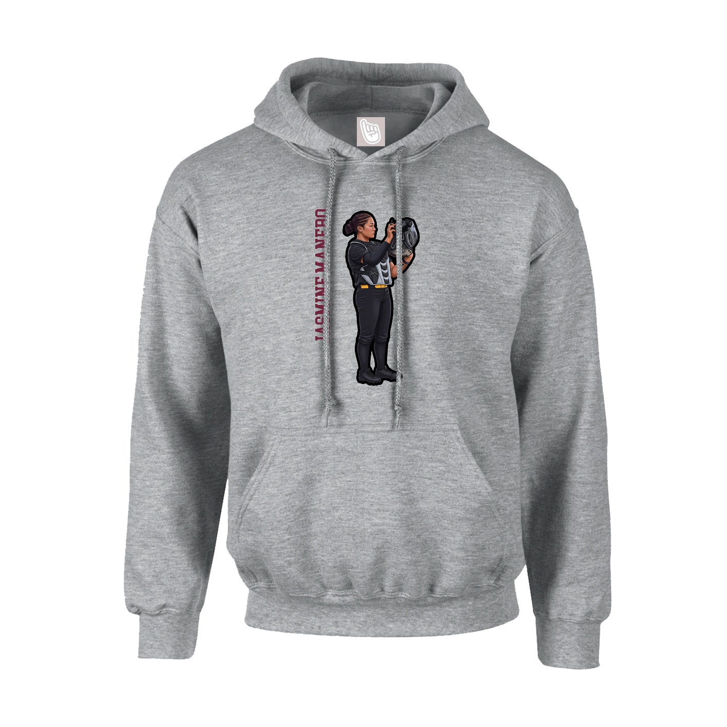 Youth Hoodie — Name Vertical in Grey