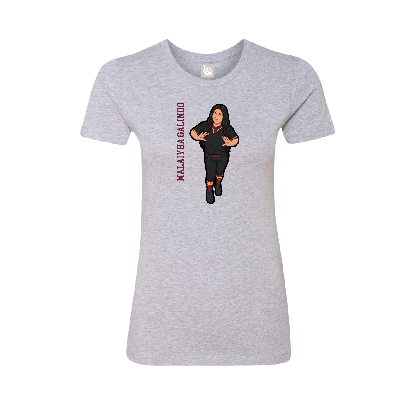 Fitted Women's Tee — Name Vertical in Grey