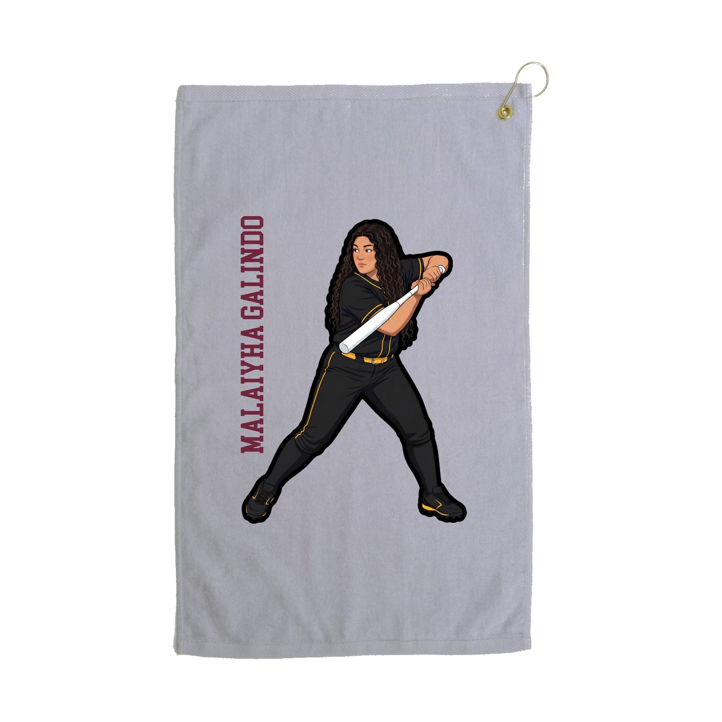 Golf Towel — Name Vertical in Grey