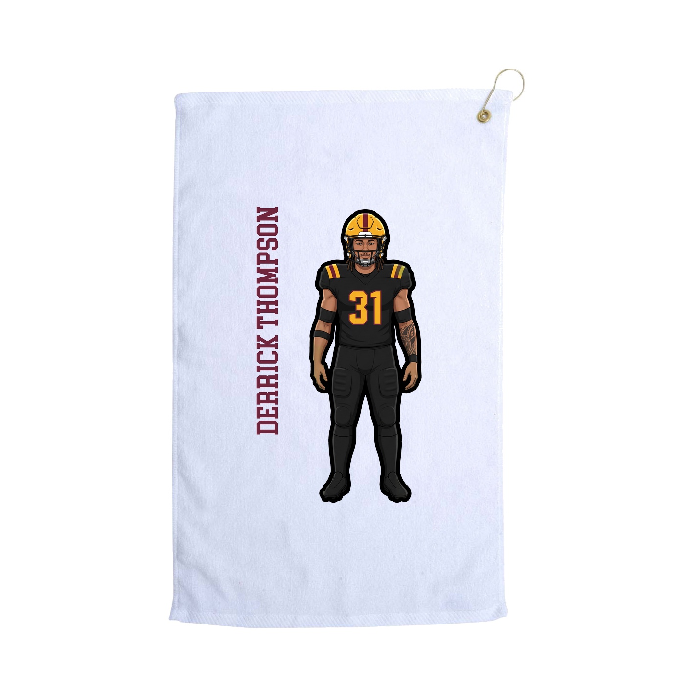 Golf Towel — Name Vertical in White