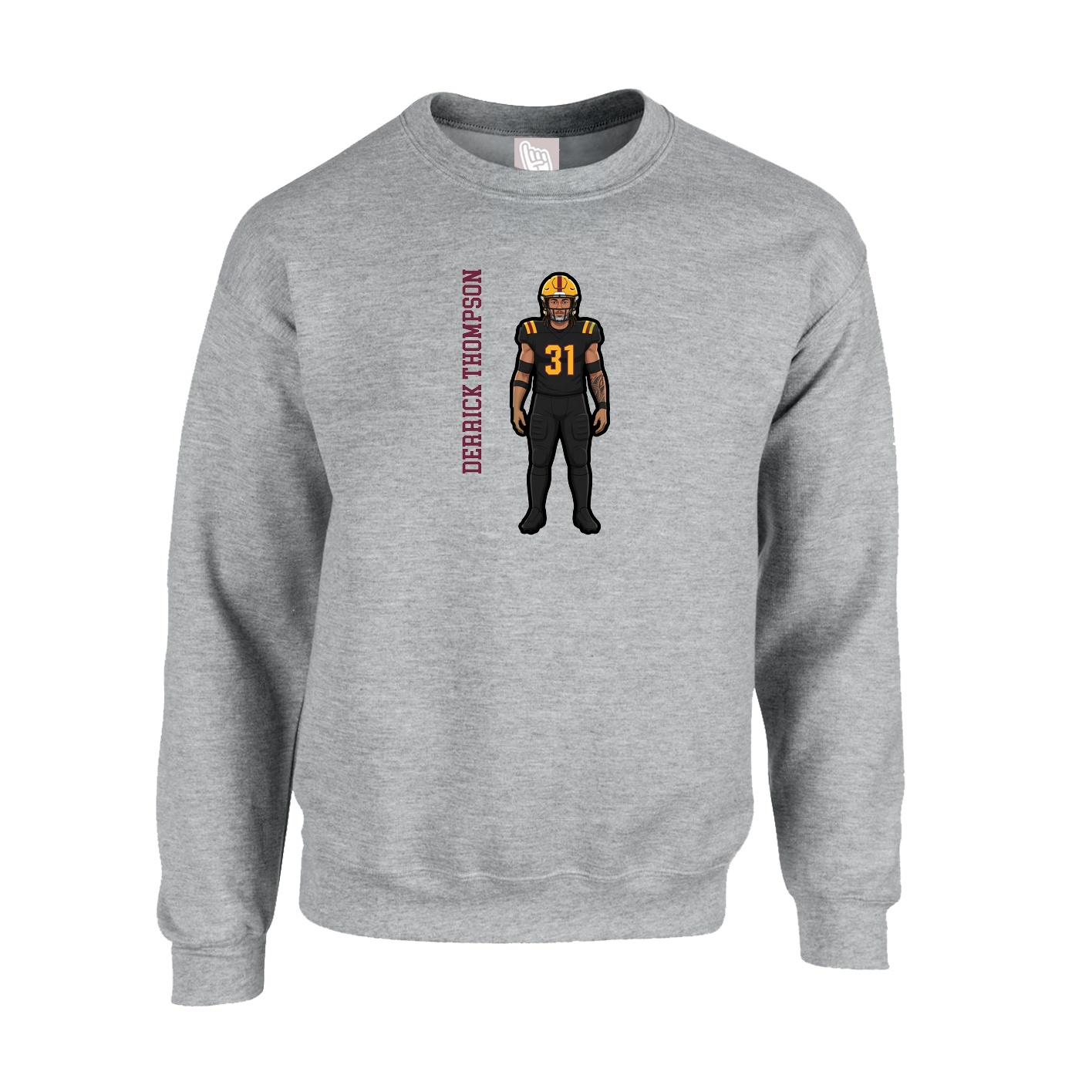 Fleece Crew — Name Vertical in Grey