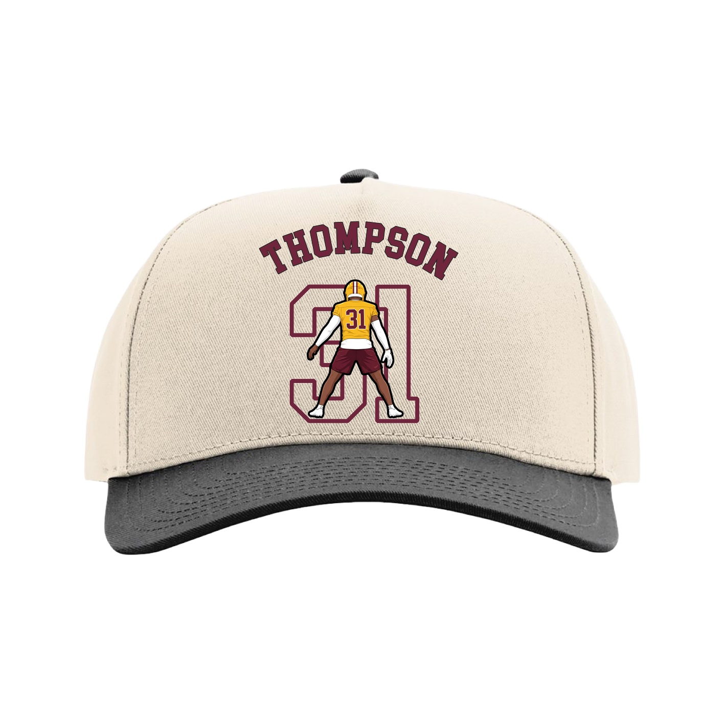 Full Fabric Five-Panel Champ Cap — Shirsey Arch in Cream/Black