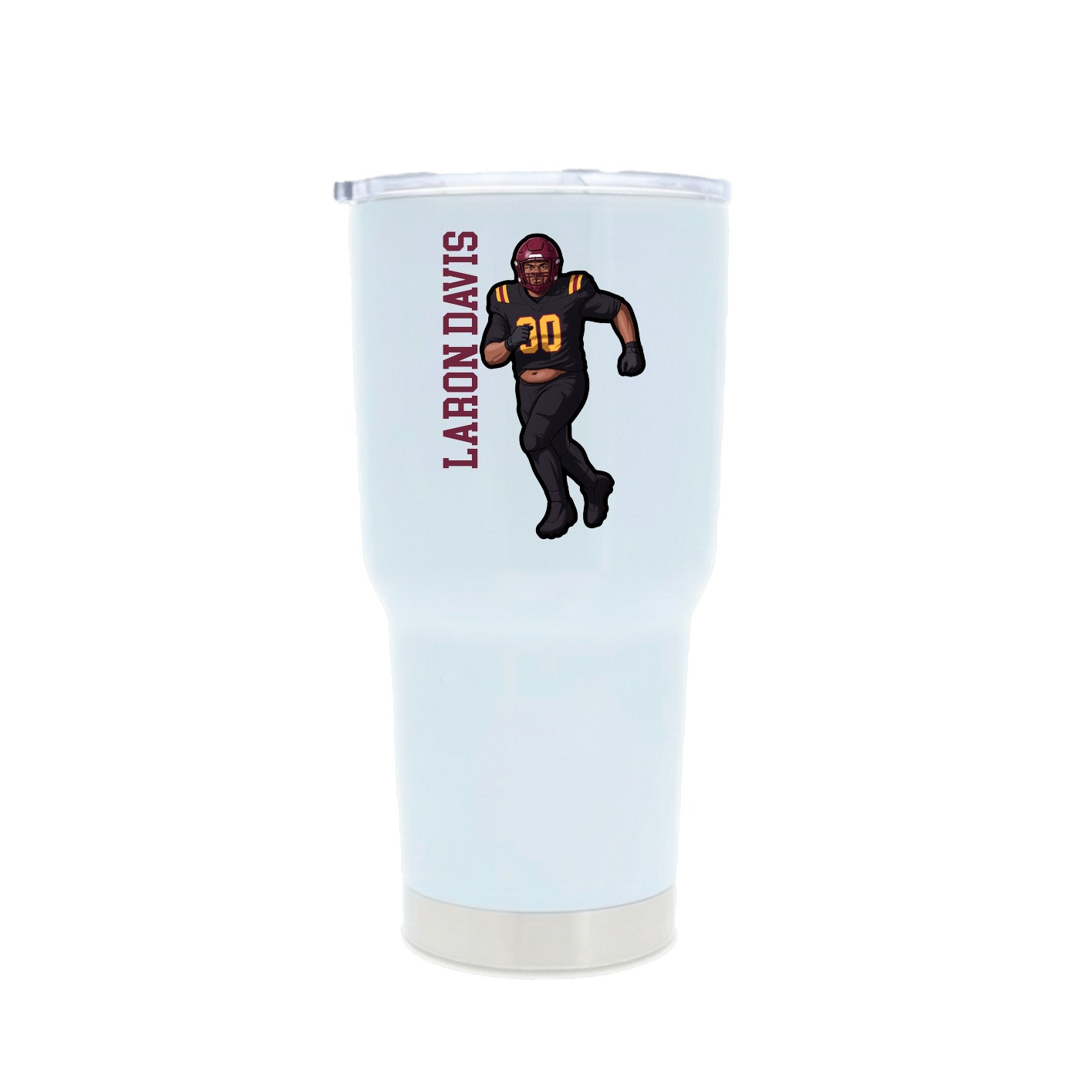 30oz Stainless Steel Tumbler — Name Vertical in White