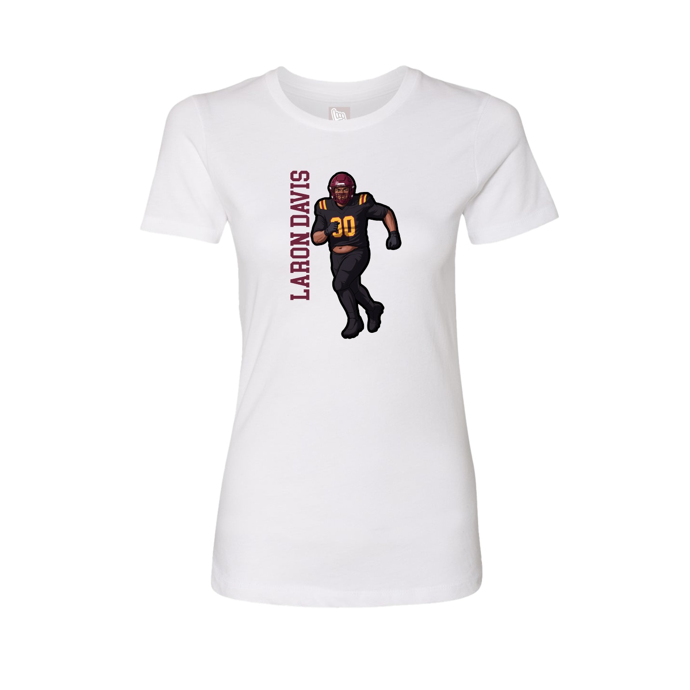 Fitted Women's Tee — Name Vertical in White