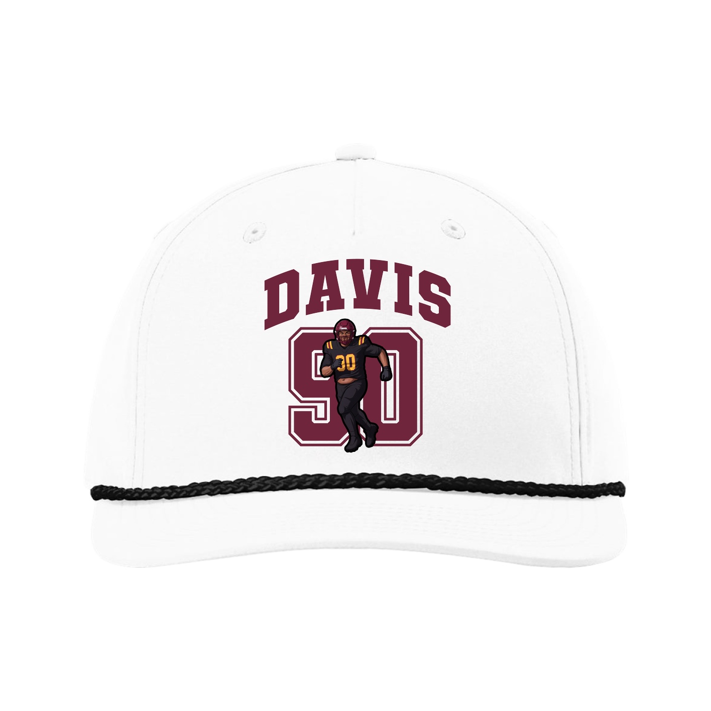 Five-Panel Classic Rope Cap — Number in White