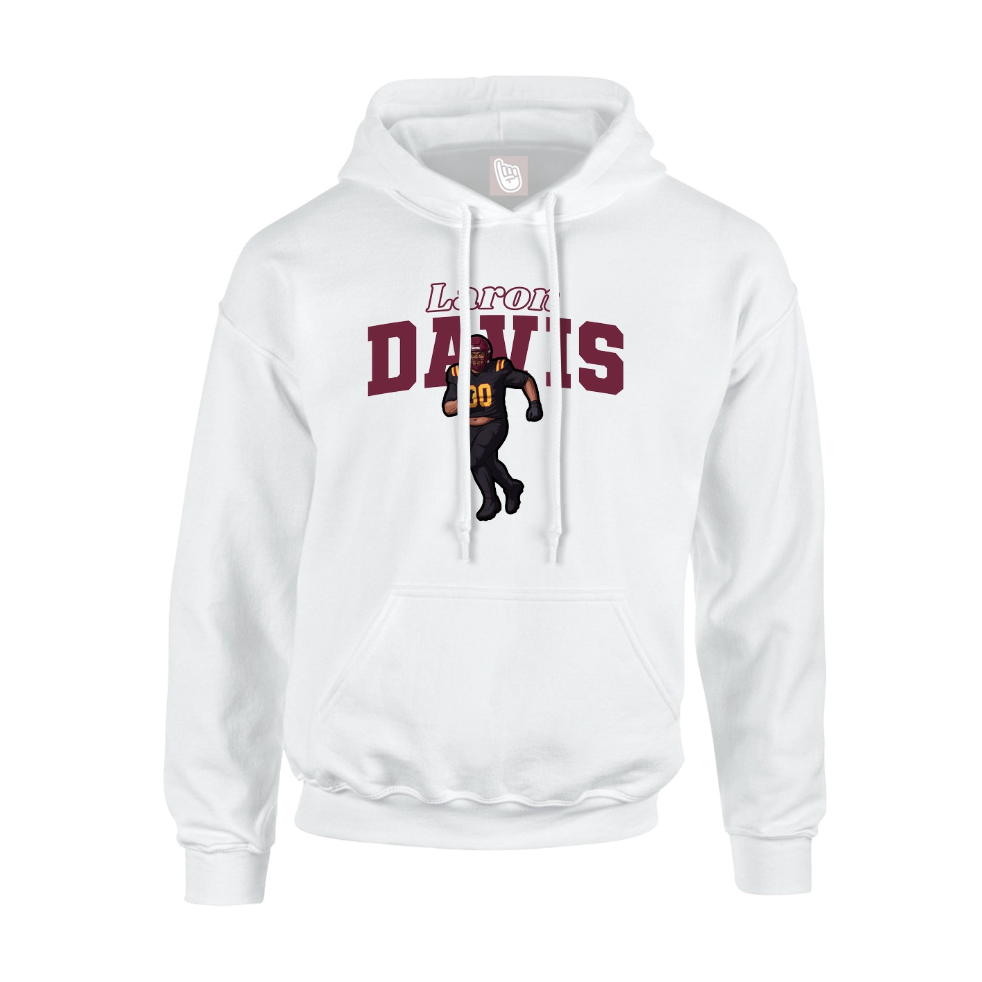 Youth Hoodie — Name Arch in White