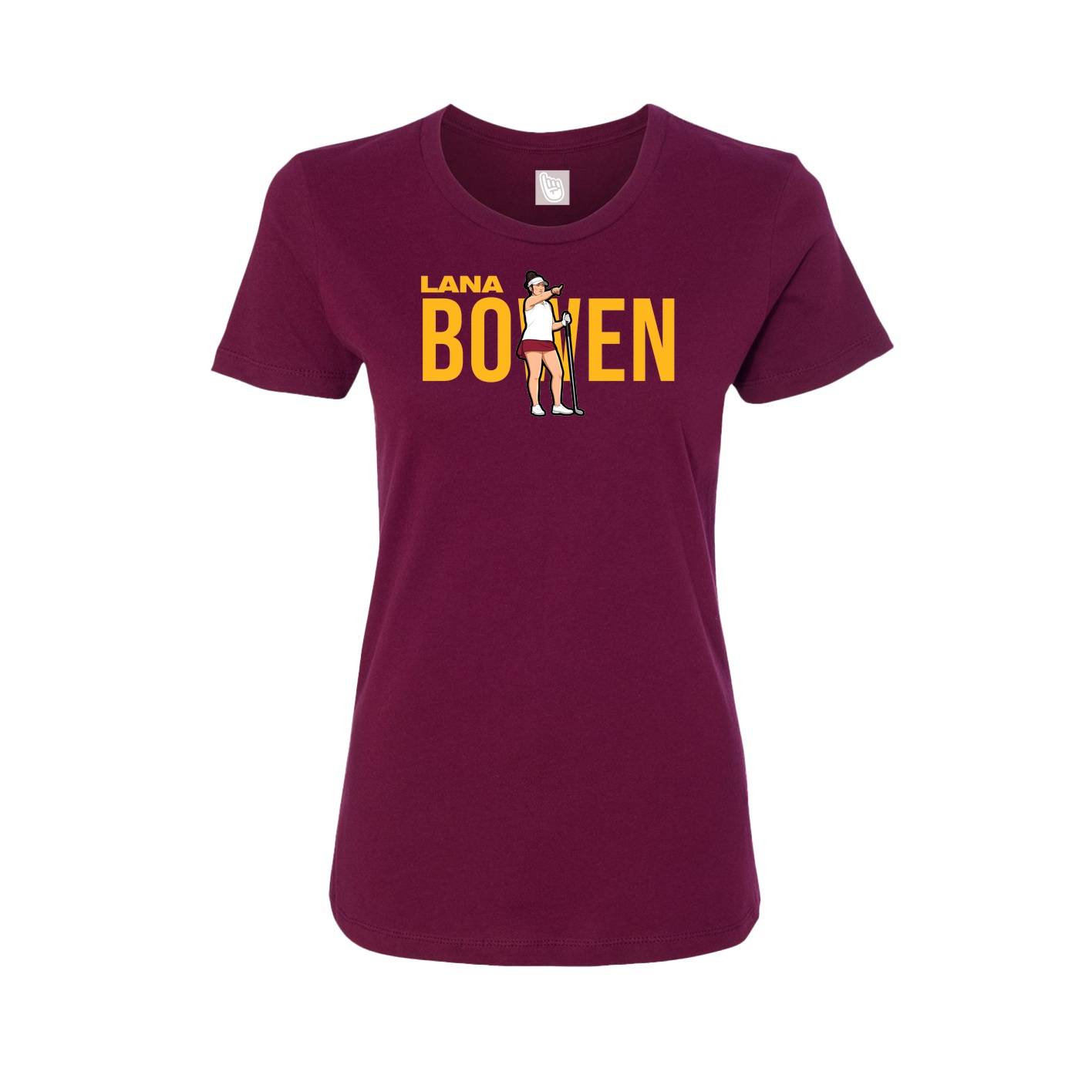 Fitted Women's Tee — Player Name in Maroon