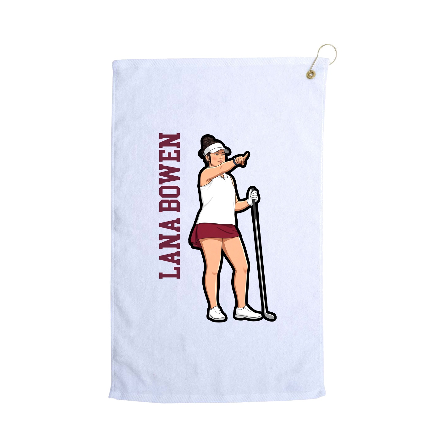 Golf Towel — Name Vertical in White